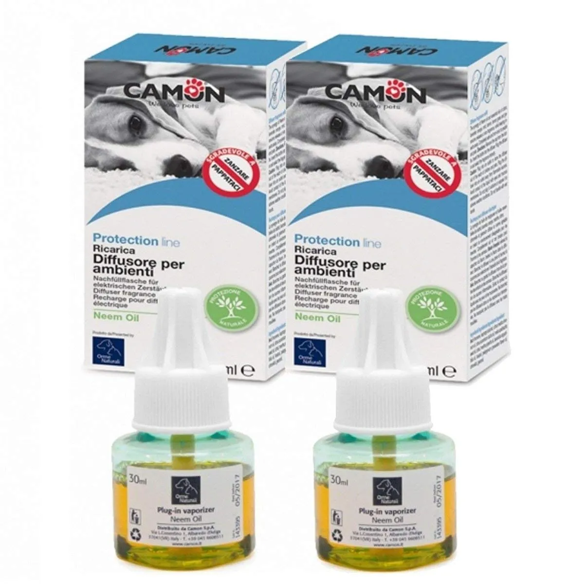 Camon Diffusore per Ambienti all'Olio di Neem sgradevole a insetti e parassiti - Ricarica da 30 ml Multipack Due Confezioni
