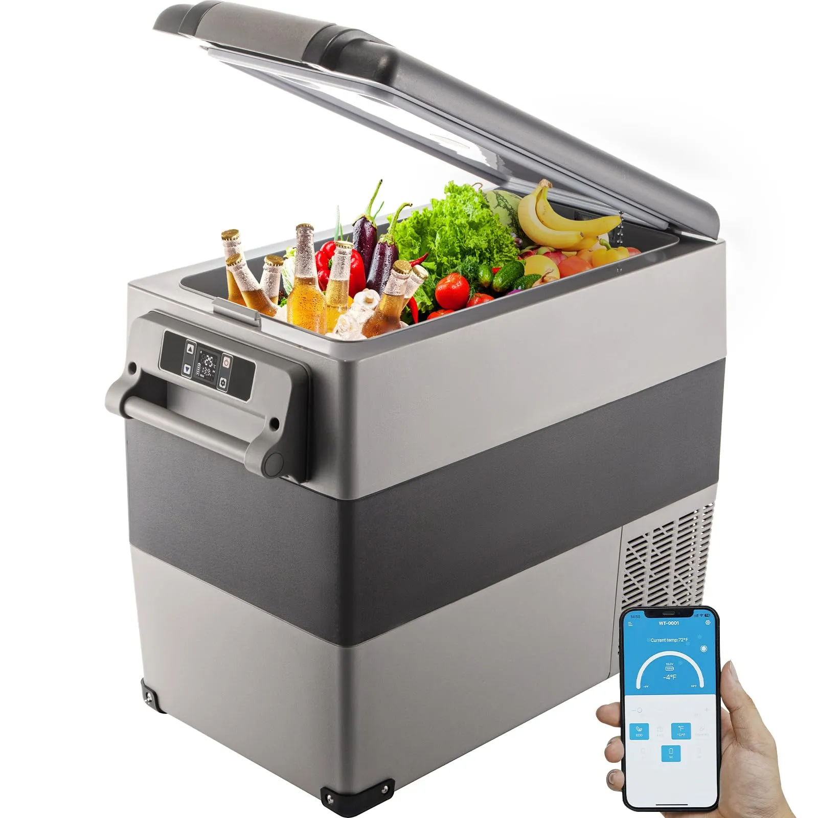 VEVOR Frigorifero portatile 55L Frigorifero per Auto 220V/12V Congelatore Portatile per Auto -20?-20 ? Mini Frigorifero da Campeggio con Schermo LCD Controllo APP Frigo per Auto Camion Barca Camper
