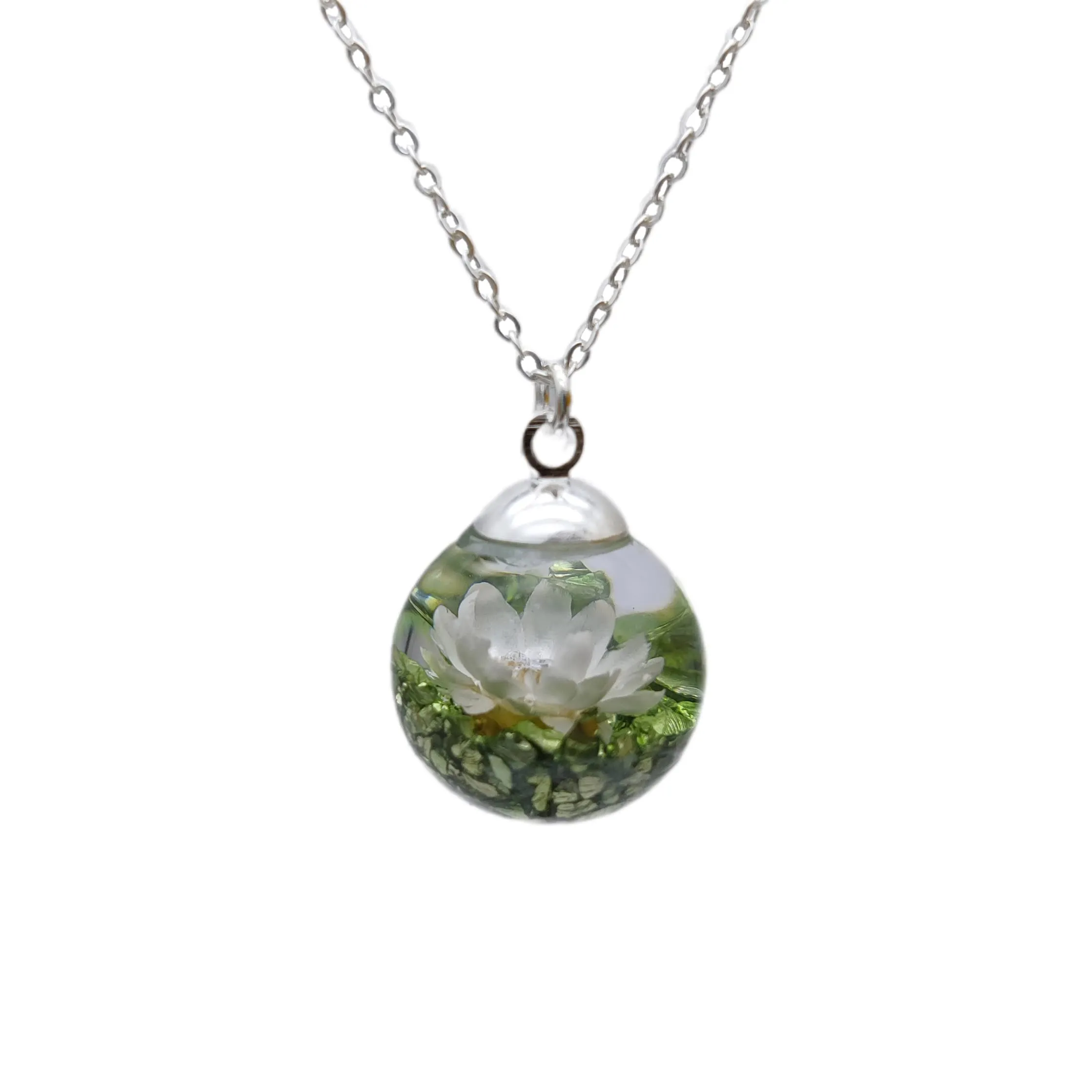 Margherita Vero Fiore Verde Isola Tesoro Minerale Argento Sterling 925 Collane Con pendenti Donna Handmade