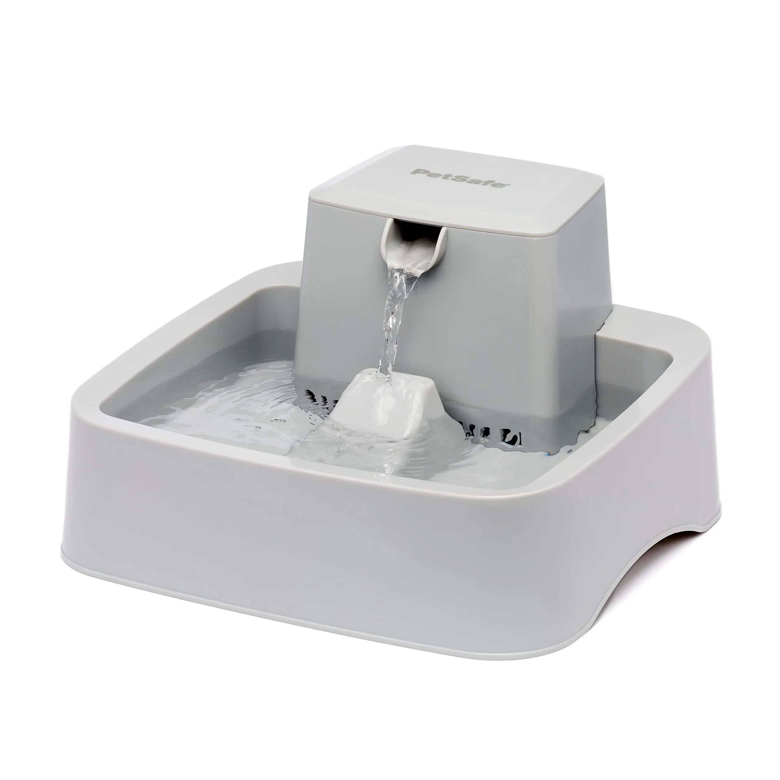 PetSafe Drinkwell, 1,8 litri, fontanella per gatti e cani di piccola taglia, flusso d'acqua regolabile, senza BPA, sistema di filtraggio doppio facile da pulire, nuovo modello, grigio