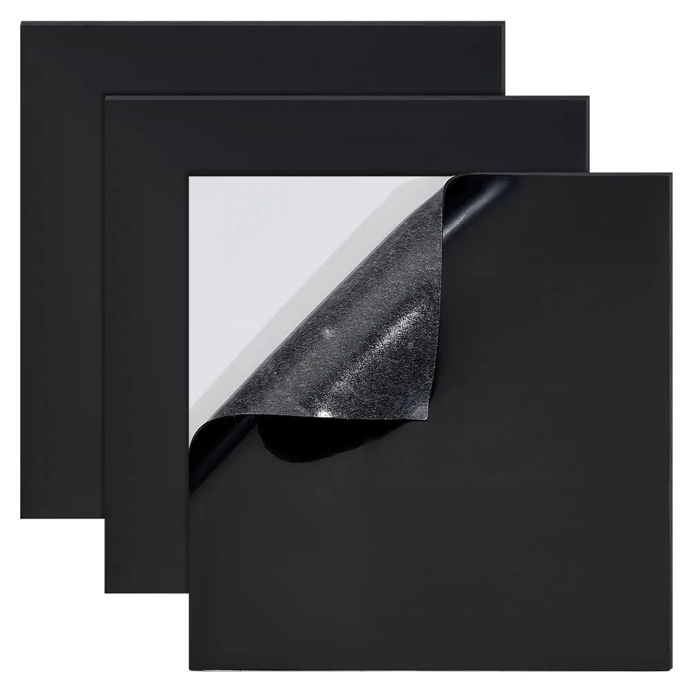 BENECREAT 3 foglio Adesivo In Gomma Siliconica Da 20x20cm, Tappetino In Gomma Resistente Alle Alte Temperature Nero per Guarnizioni Fai Da Te, Pastiglie, Sigillatura, Cuscino, 1mm di Spessore