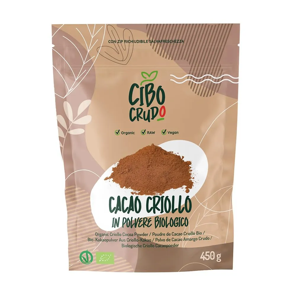 Cacao Amaro in Polvere - 450g. Cacao in Polvere Biologico Naturale e Puro lavorato a basse temperature. Cacao Crudo in Polvere Bio Ricco di Antiossidanti Magnesio Ferro Vitamina B1 e B2.