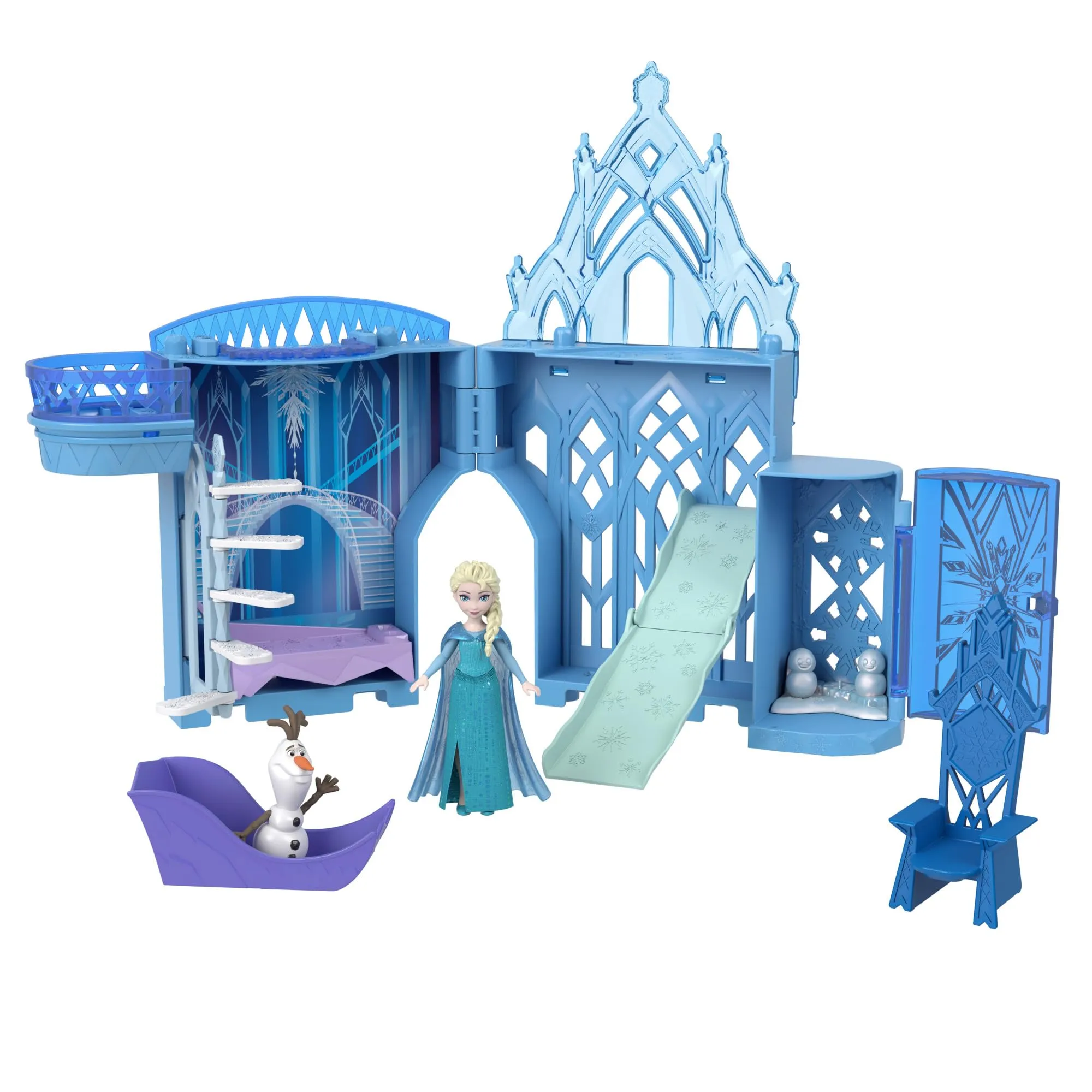 Mattel Disney Frozen - Il Palazzo di Ghiaccio di Elsa, set castello componibile ispirato al film con mini bambola e 8 accessori inclusi, giocattolo per bambini, 3+ anni, JDP63