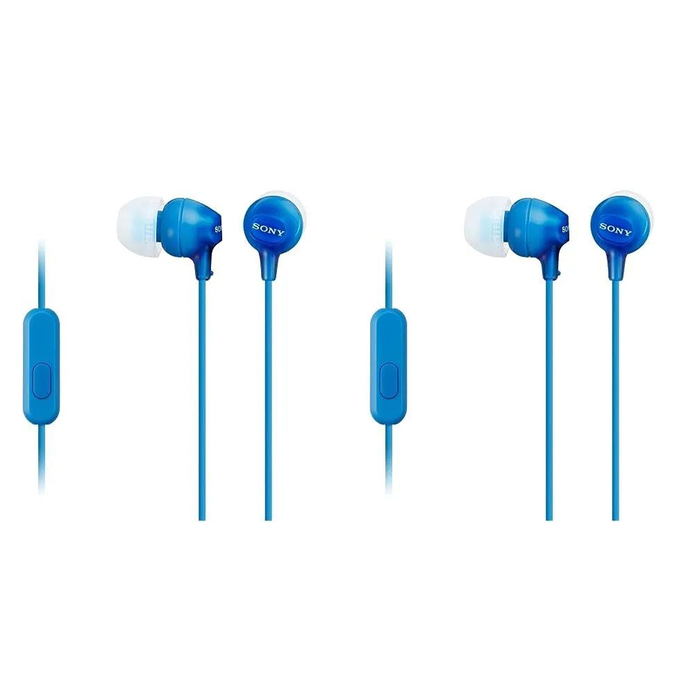 Sony Mdr-Ex15Ap - Cuffie In-Ear con Microfono, Auricolari in Silicone, Blu (Confezione da 2)