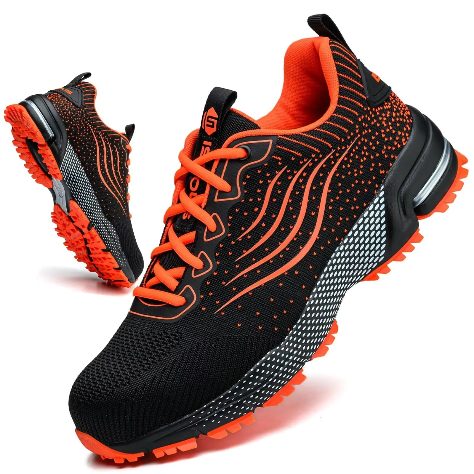 Scarpe Antinfortunistiche Uomo Scarpe da Lavoro Donna Leggere con Punta in Acciaio Traspiranti Scarpe Sicurezza Comode Antiscivolo Sneaker Industriali Arancione 43