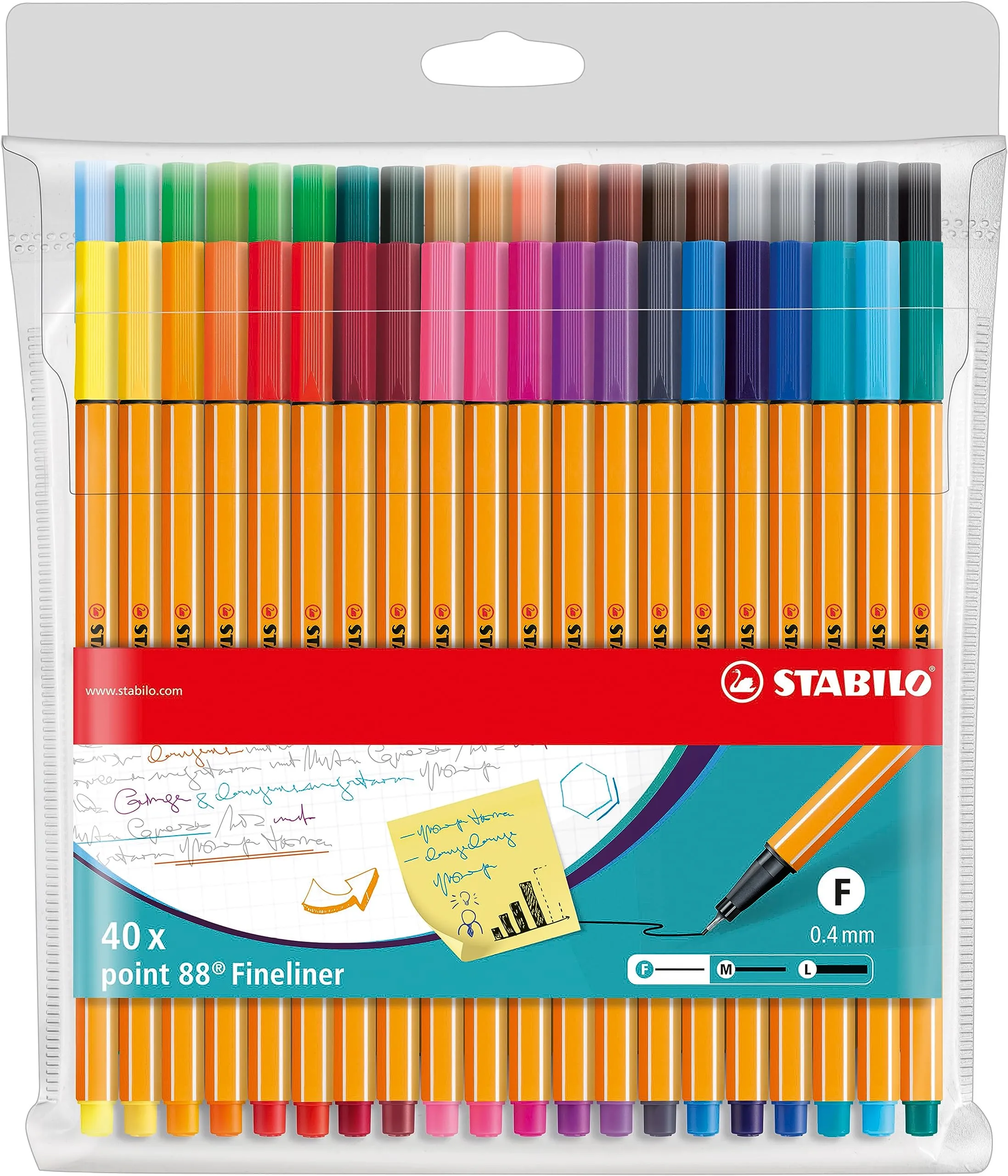 Stabilo point 88 - Fineliner - Astuccio da 40 - Colori assortiti