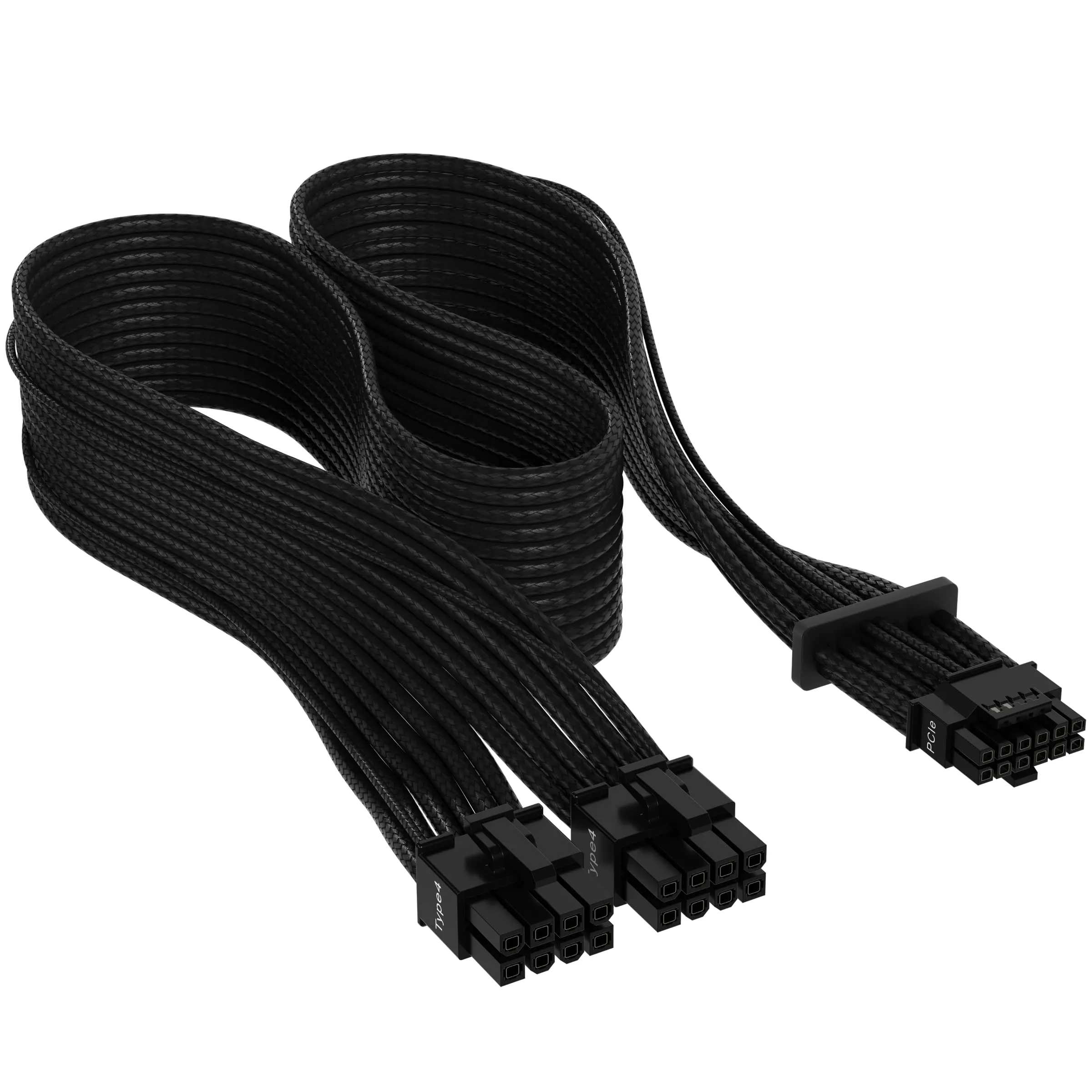 Corsair Premium PCIe 5.0 / Gen 5 12VHPWR da 600 W Cavo per Alimentatore - Compatibile con Alimentatori Type-4 Tramite Doppio PCIe a 8 pin - Guaina Intrecciata in Paracord - Nero