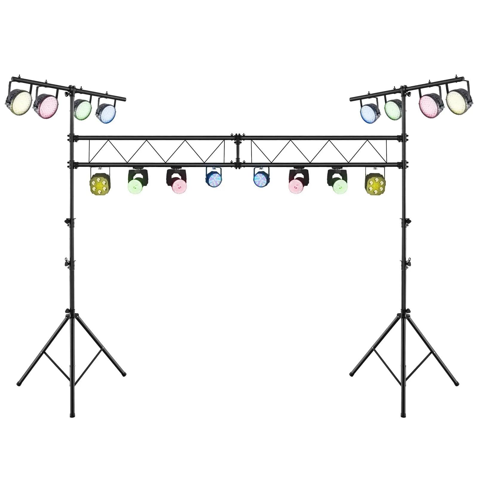 COSTWAY Supporto per Illuminazione DJ Portatile da 350 cm, Supporto per Luci Pieghecole in Metallo con Altezza Regolabile, 32 Punti di Montaggio, Capacità 100 KG