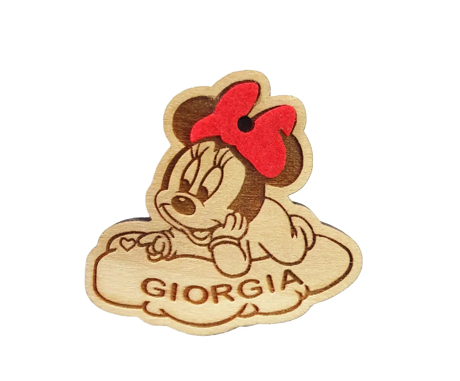 10 pz ciondolini/calamite Baby Minnie e Paperina su nuvola PERSONALIZZATE- decorazione bomboniere, segnaposto, nascita, battesimo, baby shower, compleanno- anche con calamita