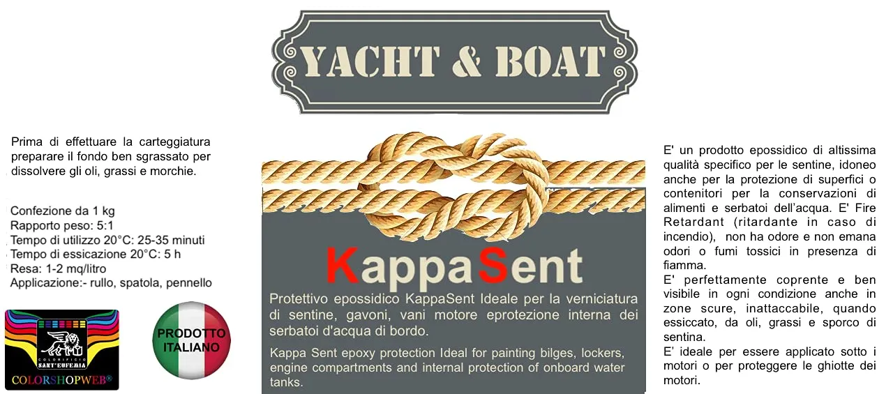 VERNICE KappaSent PER SENTINA,GAVONI BARCA GOMMONI PARATIE SMALTO BICOMPONENTE SATINATO (KG 1,2 (1+0,2 Cat), RAL9010 BIANCO)