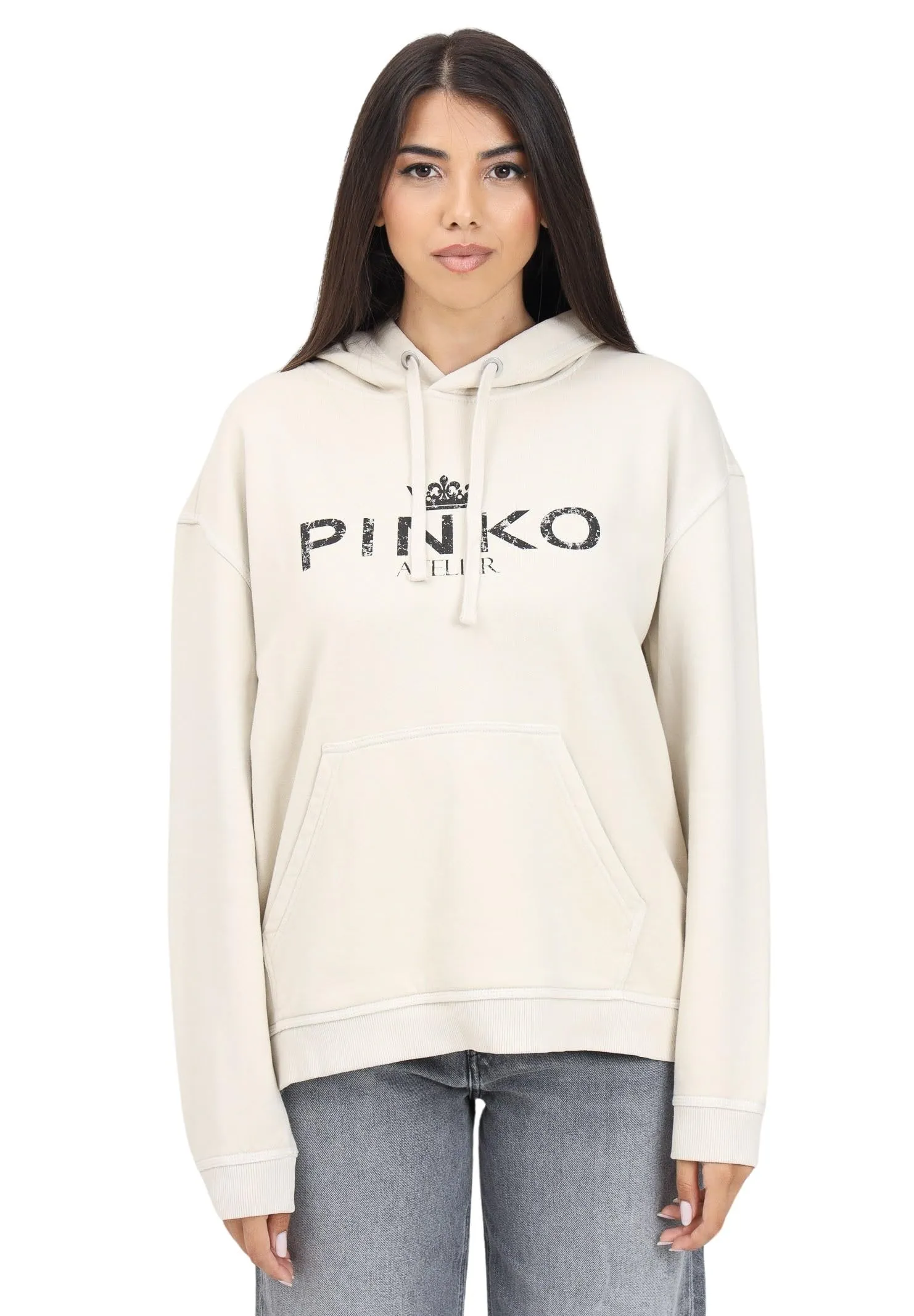 Pinko Felpa Bassani con Cappuccio Beige da Donna M