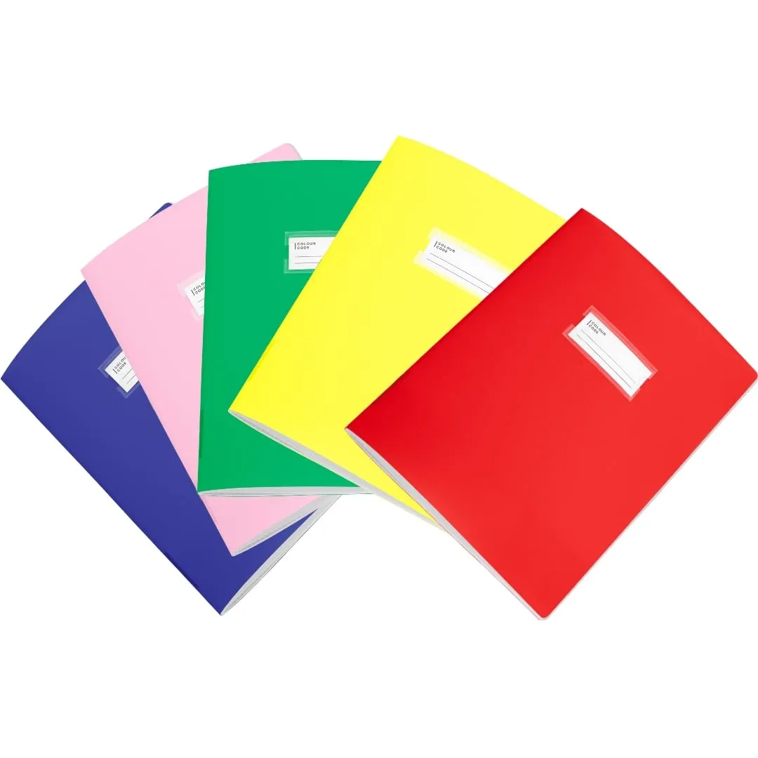 Seven Quaderni A4 Maxi, 100g/m², Set di 5 Quaderni Colorati con Copertina PPL (Medie - 5M)
