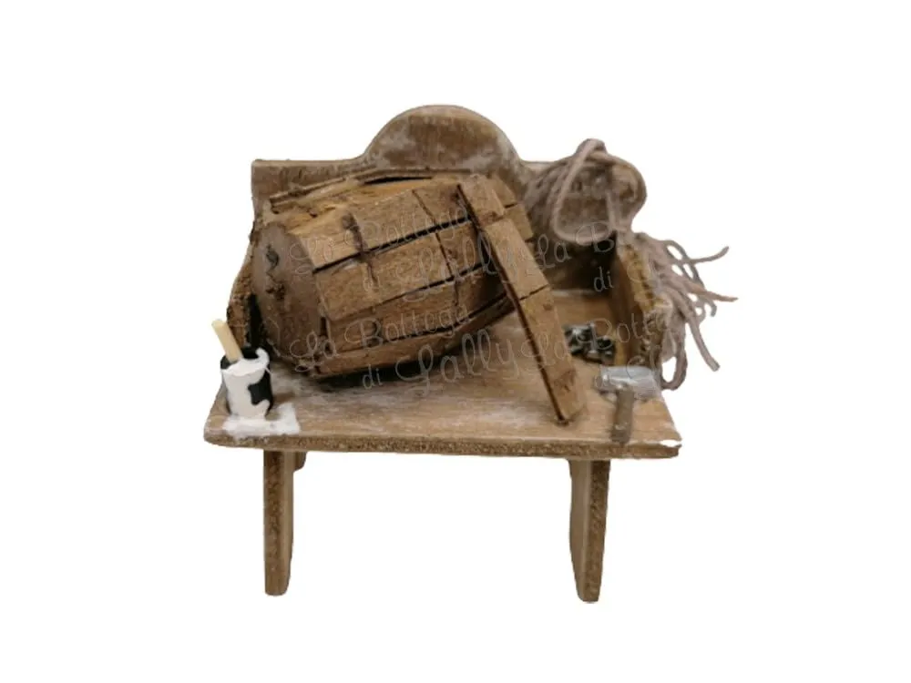 Banchetto del bottaio per presepe- Accessori Per presepe