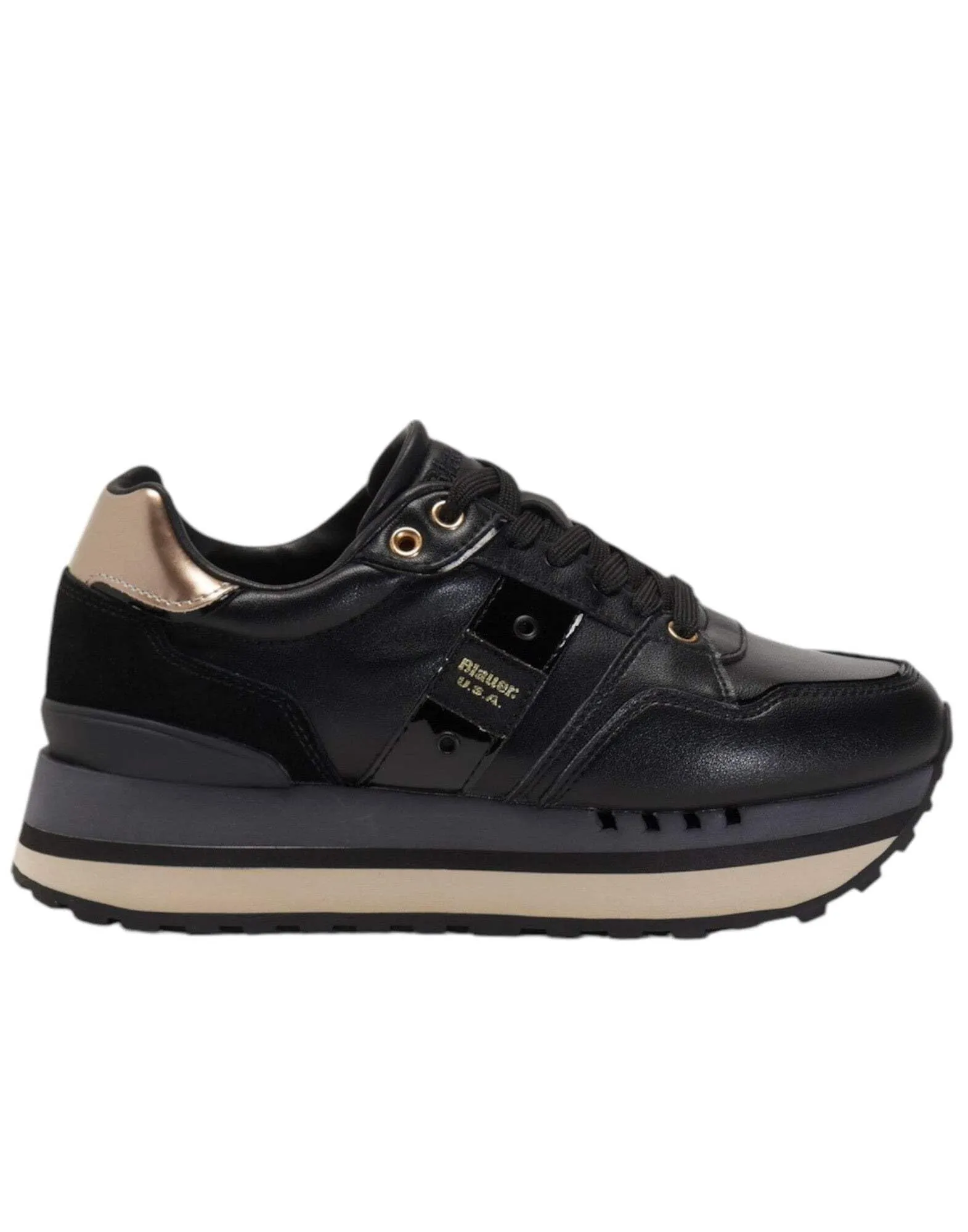 Blauer, F4EPPS01, Sneakers Platform, Moda Fashion Donna (Black, Sistema Taglie Calzature EU, Adulto, Numero, Media, 39)