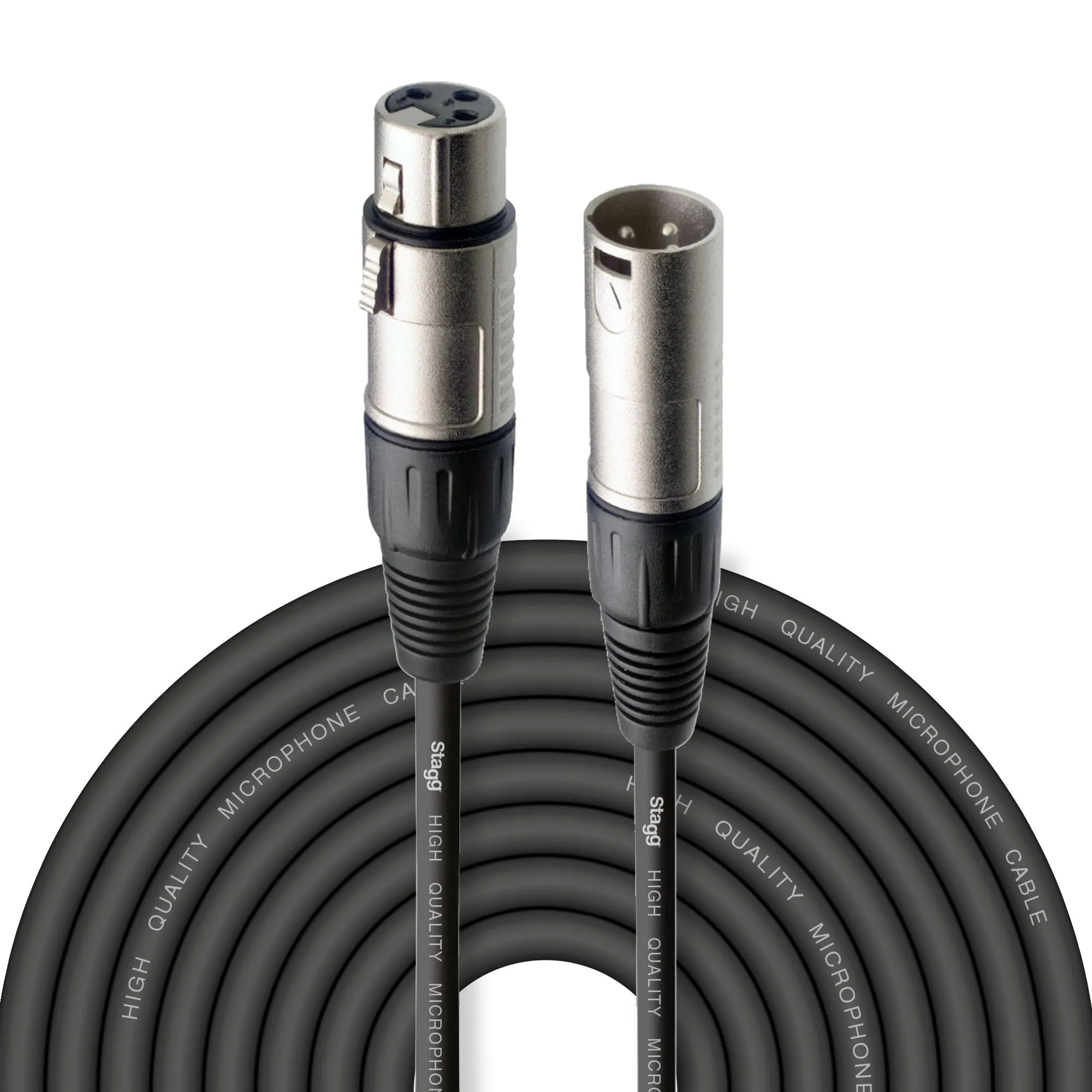 Stagg 10m, XLRf to XLRm Plug Microphone Cable, 10 m, Nero, per Personal Computer