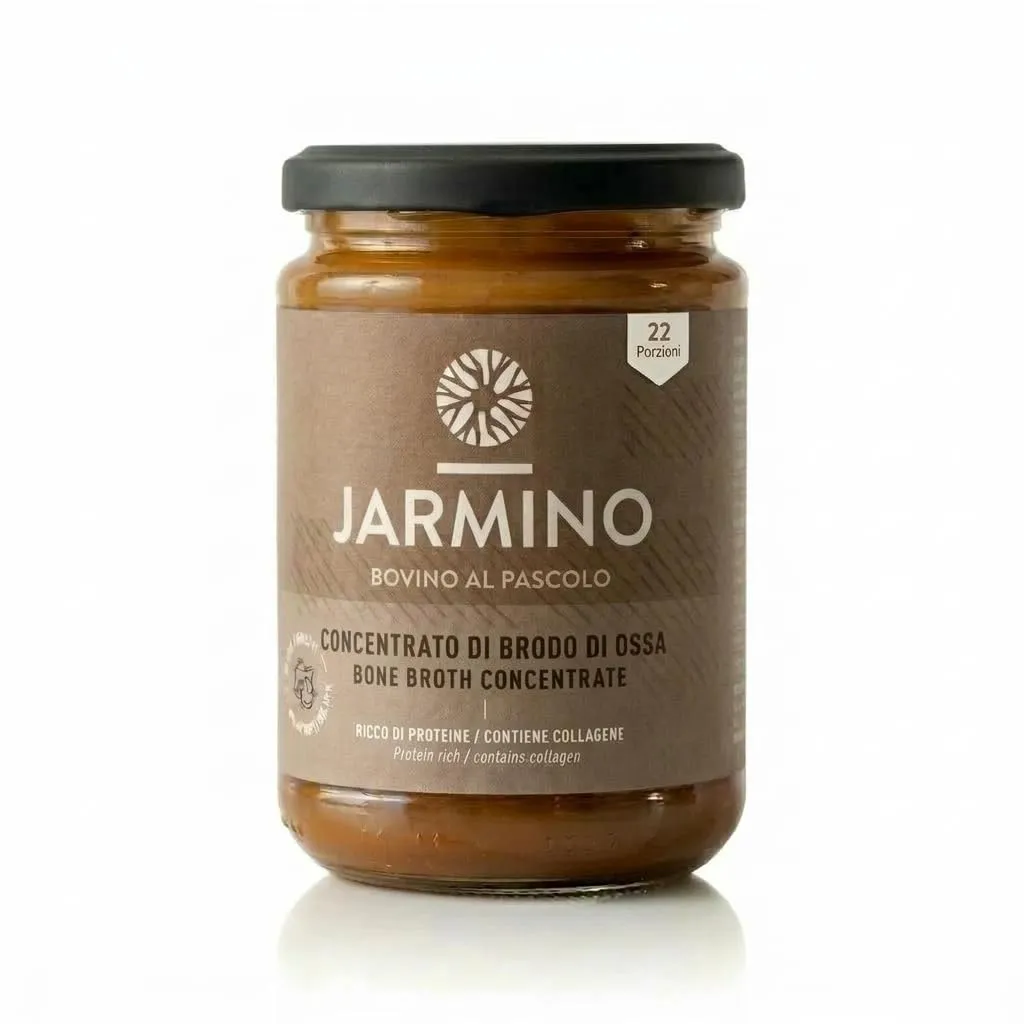 JARMINO Brodo di ossa biologico concentrato di manzo, dalla Germania, 220 g (22 porzioni), ricco di collagene biologico