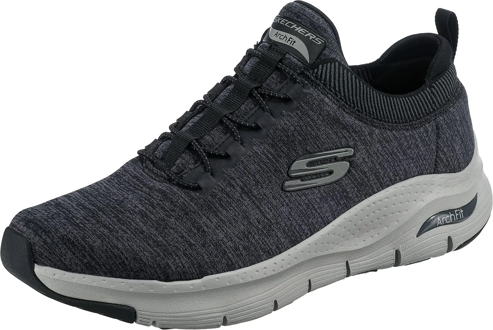 Skechers Arch Fit Waveport, Scarpe da ginnastica Uomo, Nero Mesh Grigio Trim, 44 EU