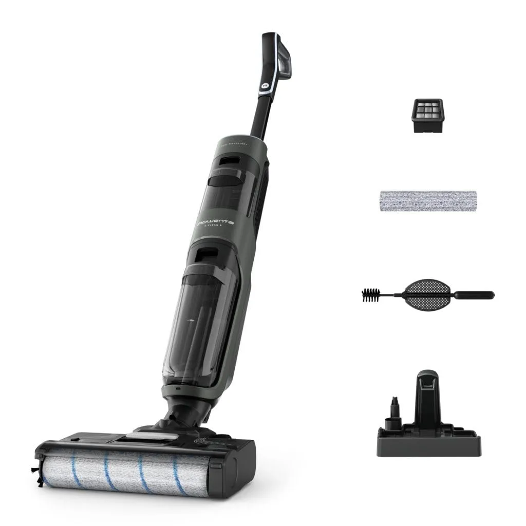 Rowenta X-Clean 4 , Lavapavimenti Senza Fili con Auto-Propulsione e Rilevazione Automatica dello Sporco, Doppio Serbatoio e Sistema di Autopulizia, Autonomia 50' per Tutti i Tipi di Paviment