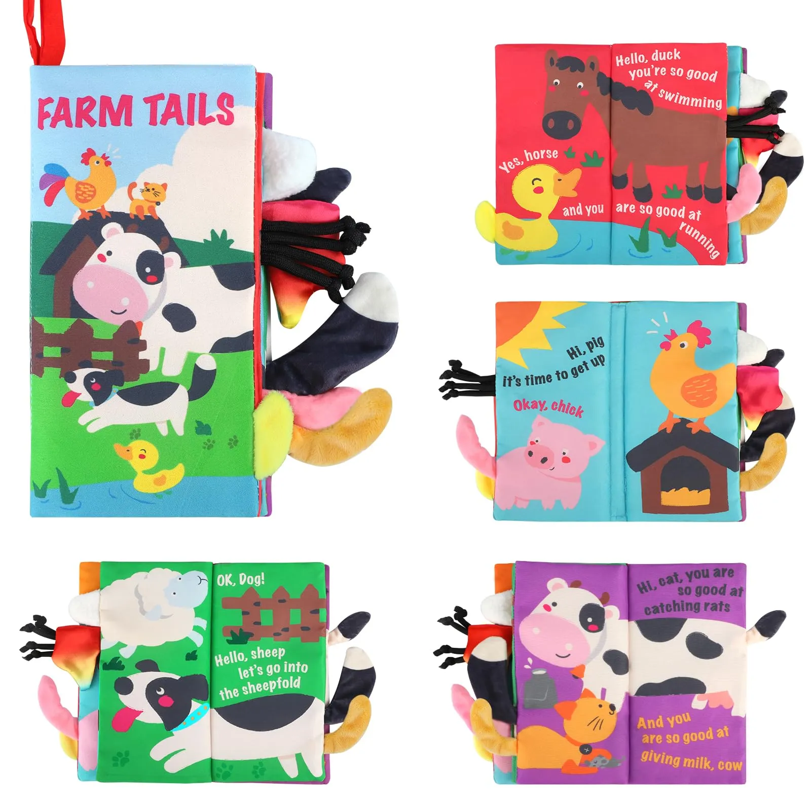 beiens Libri di Stoffa per Neonati 0 3 6 Mesi, Morbidi Libro Sensoriale Neonati Animali della Giungla, Giochi da Passeggino Libro Interattivo per Tummy Time