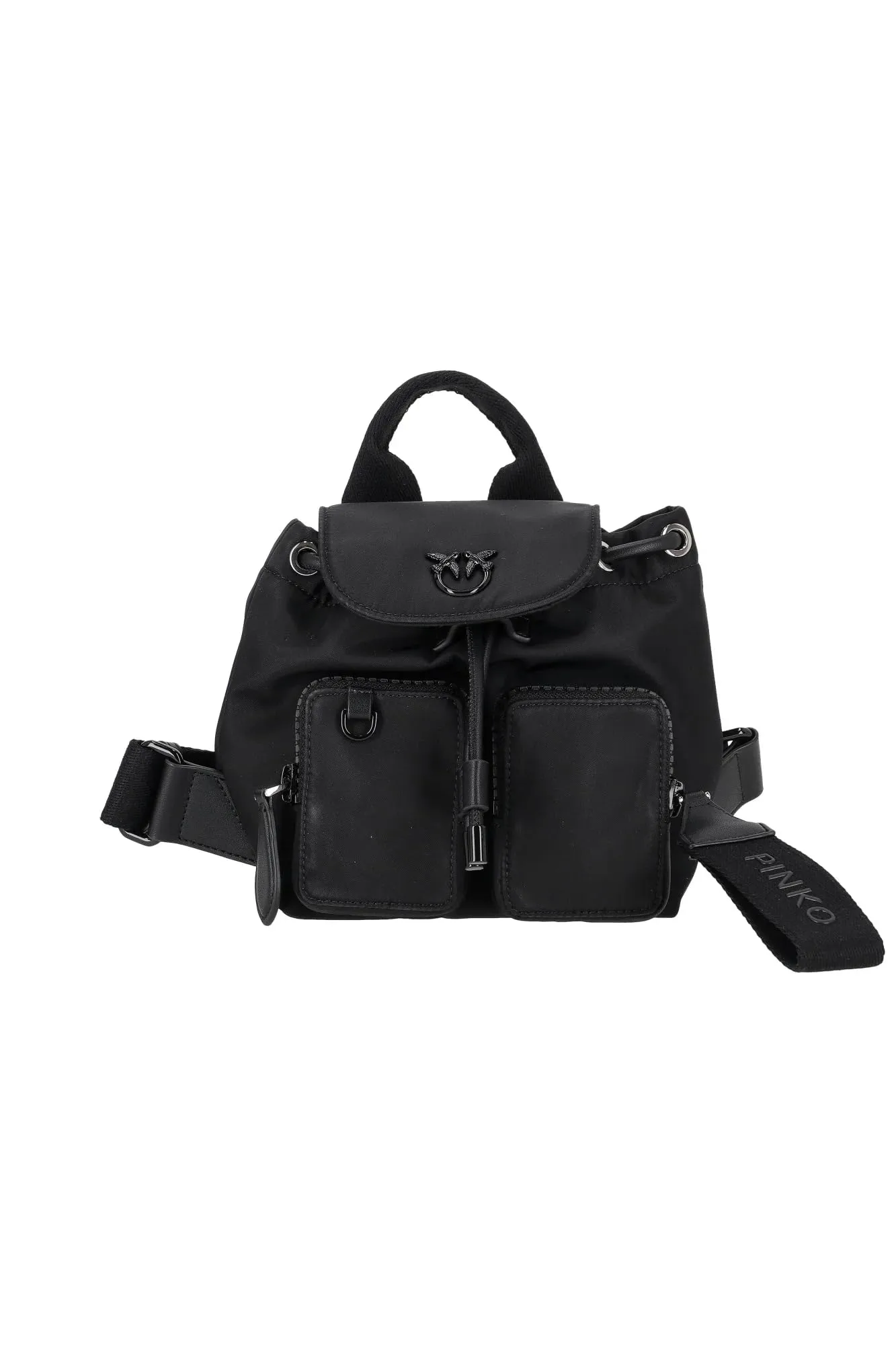 Pinko Vagabond Backpack Mini Recycled Nylon, Zaino Donna, Z99B_Nero Limousine Block Colour, U
