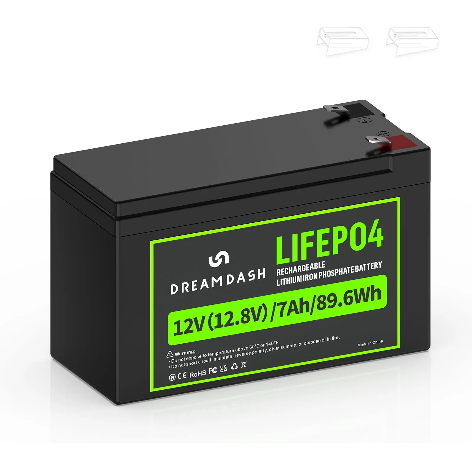 12V Batteria al litio 7Ah ricaricabile LiFePO4, 3000+ Ciclo Profondo, funziona da -20 ℃ a 60 ℃, IP55 per Macchina Elettrica Bambini, Telecamere di Sorveglianza, Campeggio