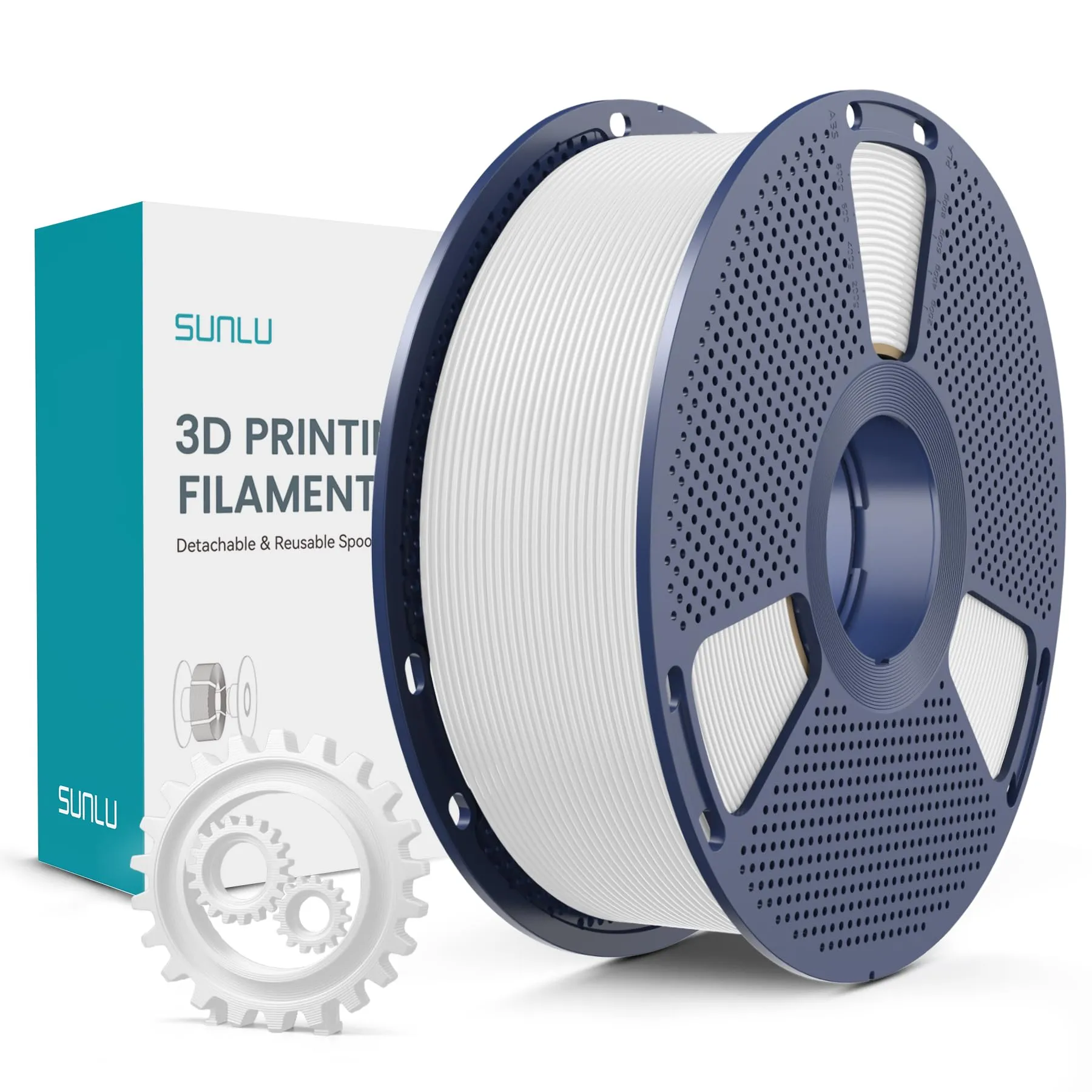 SUNLU PLA+ Filamento 1,75mm, Maggiore Durata e alta Resistenza, Filamento per Stampante 3D PLA Plus per Stampanti 3D FDM, Bobina da 1KG, pla+ Bianco