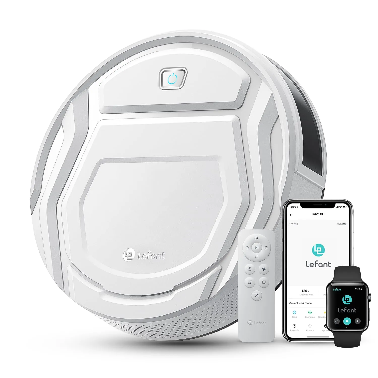 LEFANT Robot Aspirapolvere,Aspirazione 2200Pa,Autonomia 120 min, 6 Modalità di Pulizia,Wi-Fi/App/Alexa,Aspirapolvere Robot Peli di animali,Capelli, Pavimenti,M210P con Telecomando