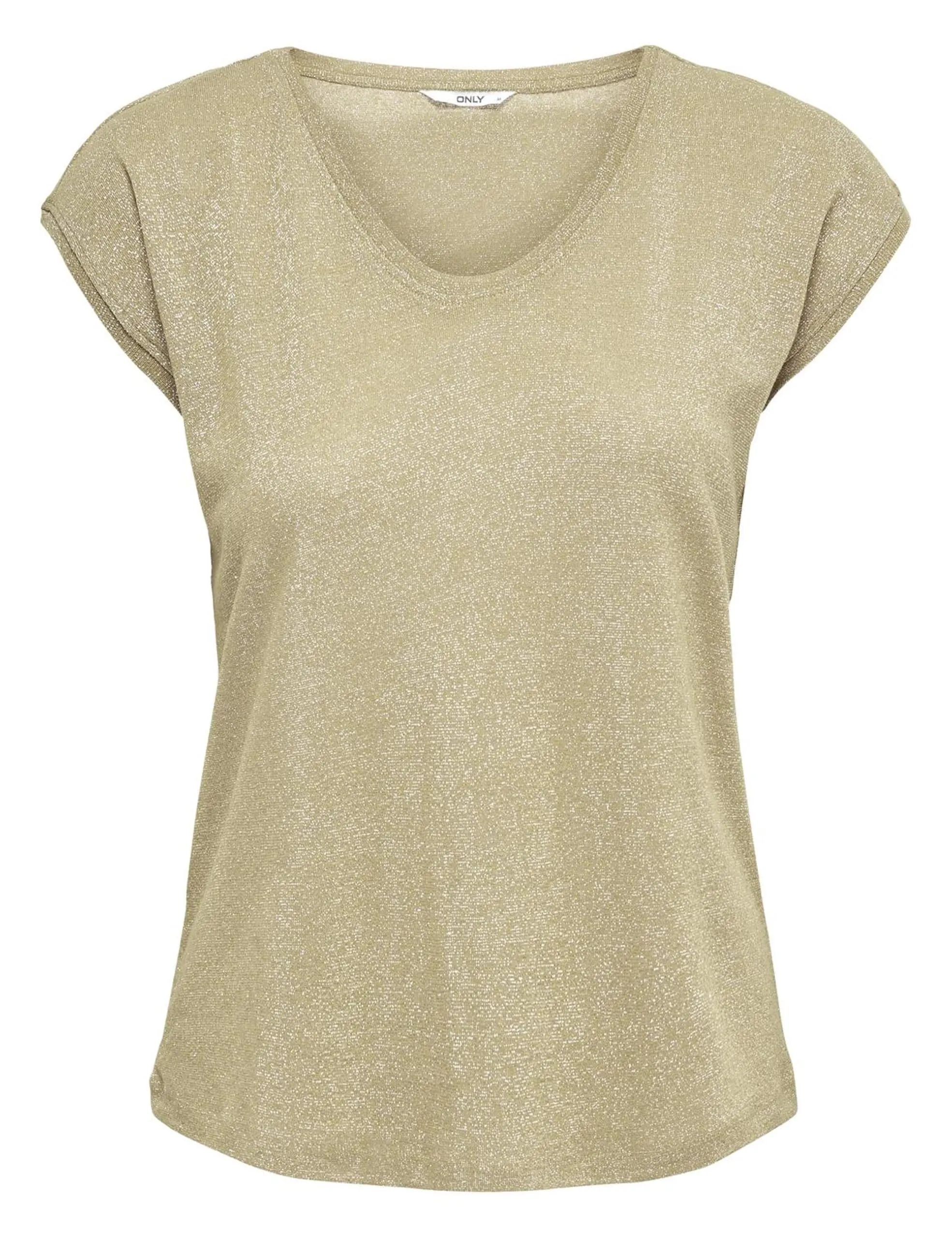Only Onlsilvery S/S V Neck Lurex Top Jrs Noos, Maglietta Donna, Oro (Gold Colour Gold Colour), XL
