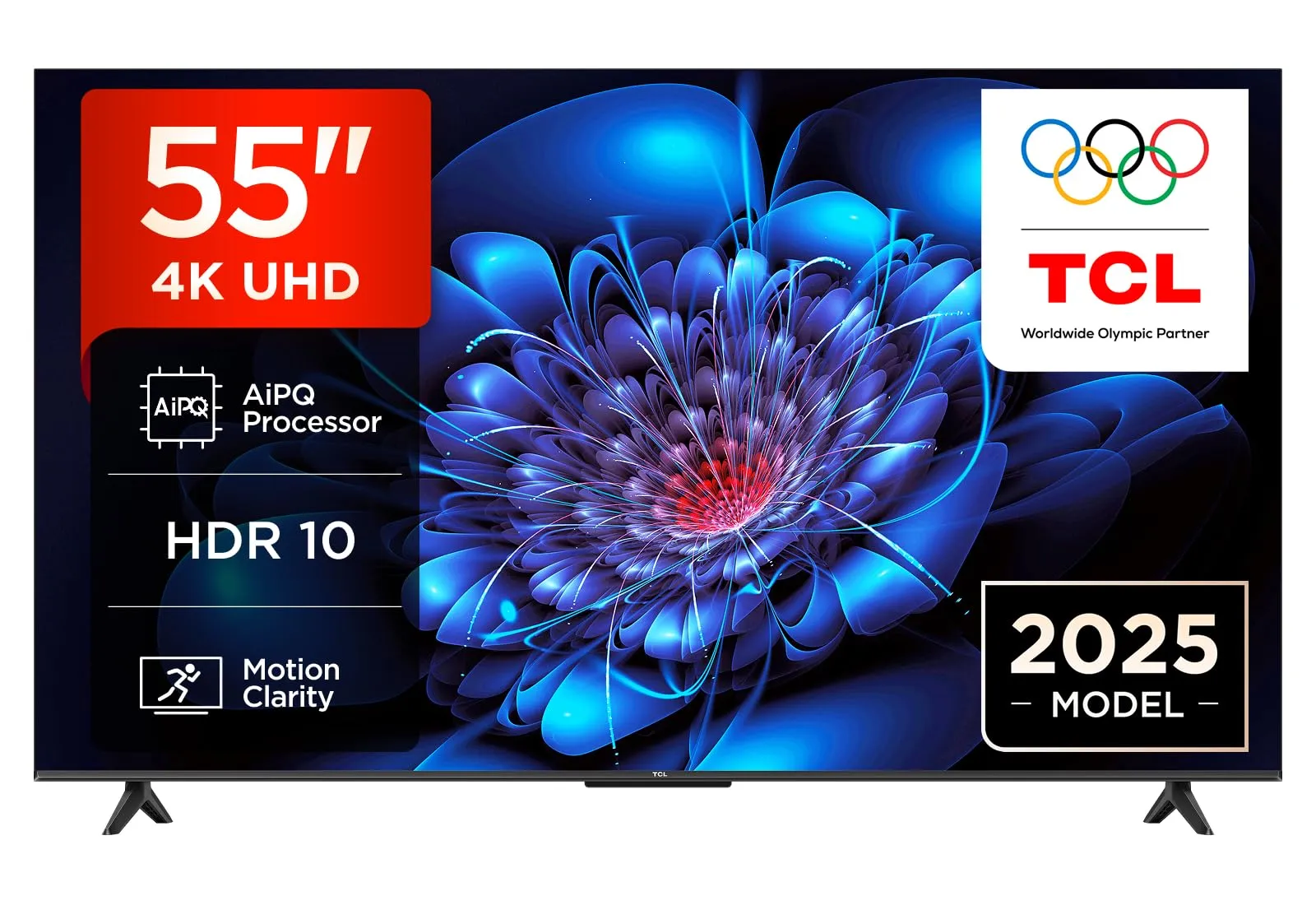 TCL 55P6K TV LED Direct da 55", TV HDR 4K, Smart TV con tecnologia Google TV (Dolby Audio, Motion Clarity, compatibile con Google Assistant e Alexa)