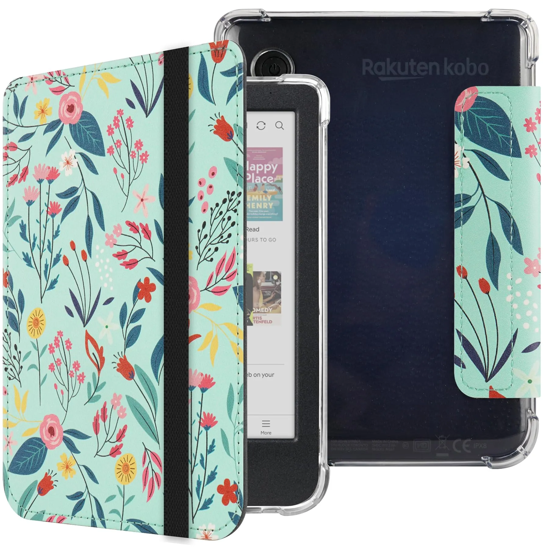 HGWALP Custodia compatibile con 6 "Kobo Clara Colour/Clara BW (2024) / Clara 2E (2022) rilasciato, cuoio PU Premium + TPU morbido trasparente copertura posteriore con sonno automatico/sveglia-SPB