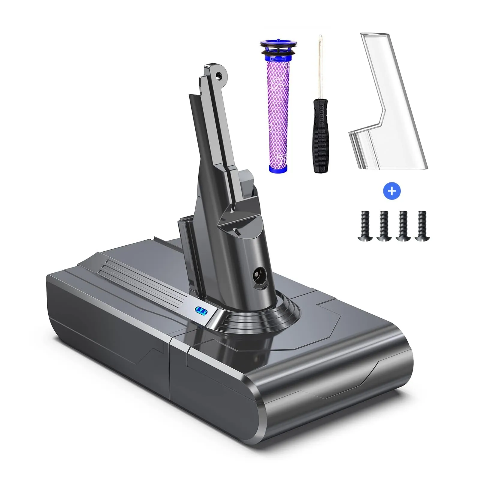 6,000mAh Batteria Dyson V8, BuTurePre Batteria per Dyson V8 SV10 Absolute Animal Fluffy Motorhead 21.6V Dyson Batteria con 1 Filtro e 1 Cacciavite