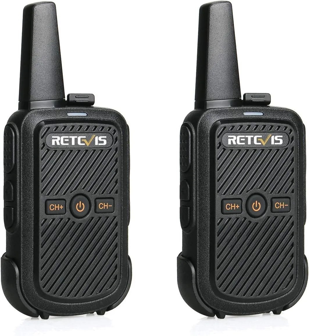 Retevis RT15 Walkie Talkie Professionali, Mini Walkie-Talkie Portatile Radioline Lungo Raggio, 3 Bottoni Davanti, USB, Ricaricabile Ricetrasmittenti per Campeggio, All'aperto, Ciclismo (1 Paio, Nero)