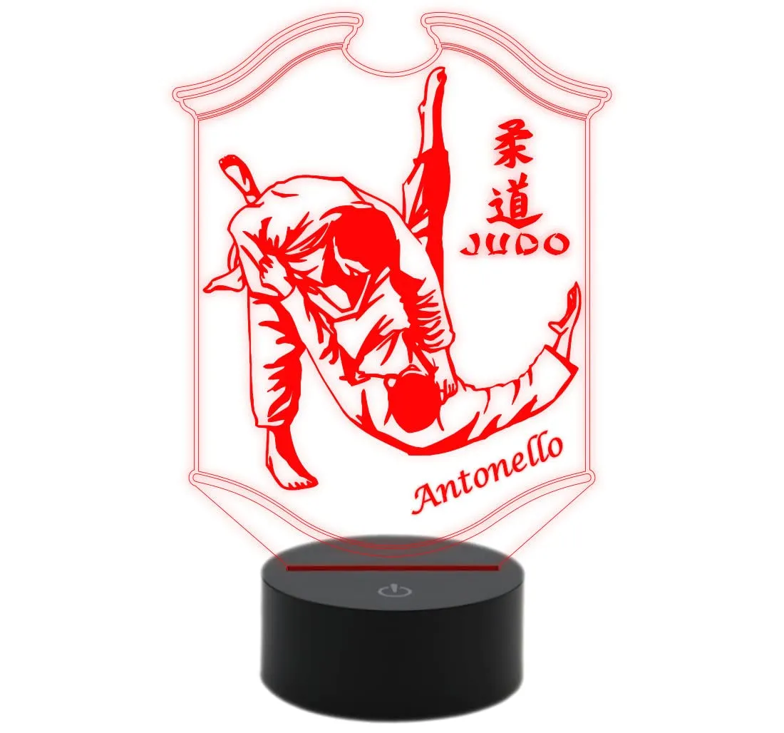 LAMPADA a led 7 colori selezionabili SPORT JUDO personalizzata con nome Idea regalo originale
