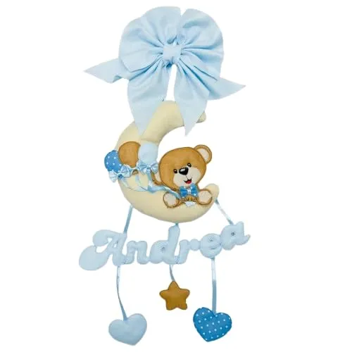 Fiocco nascita con nome | coccarda benvenuto bimbo bimba | orsetto orso | 50 centimetri