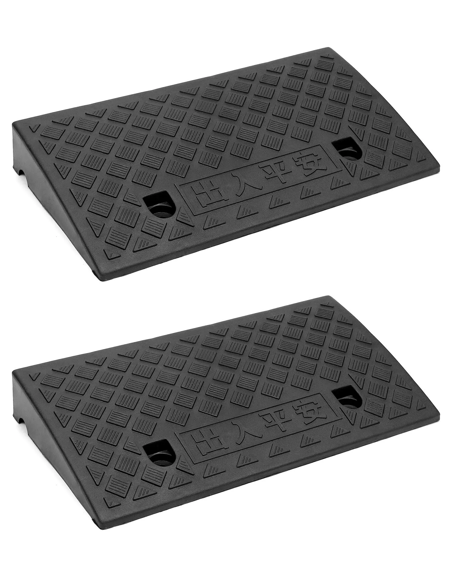 QWORK® 2 pezzi rampa carrabile per marciapiede in plastica, rampe auto, per sedie a rotelle, moto, 49x27x7 cm