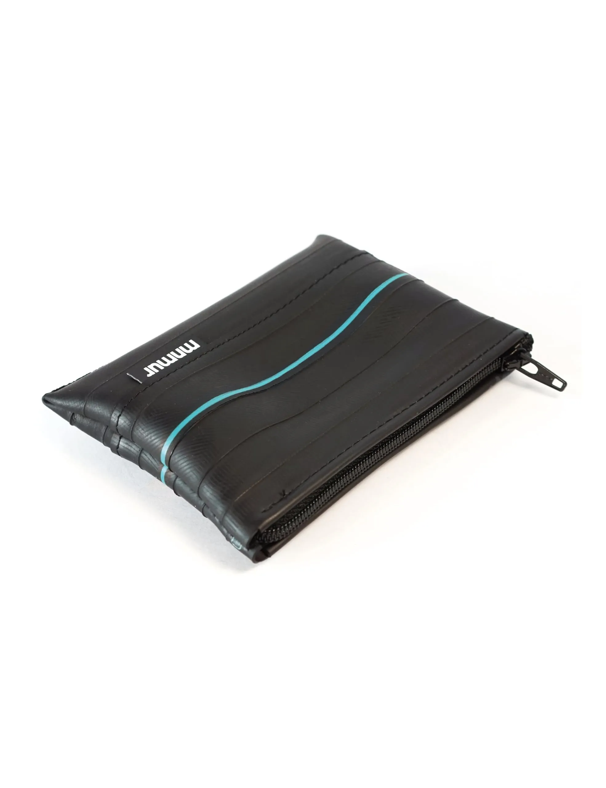 Portamonete in camera d'aria con inserto verde fatto a mano chiusura con cerniera. Può contenere monete, tessere, documenti e banconote. Scomparto unico, morbido al tatto, cm13x9 (Inserto Verde)