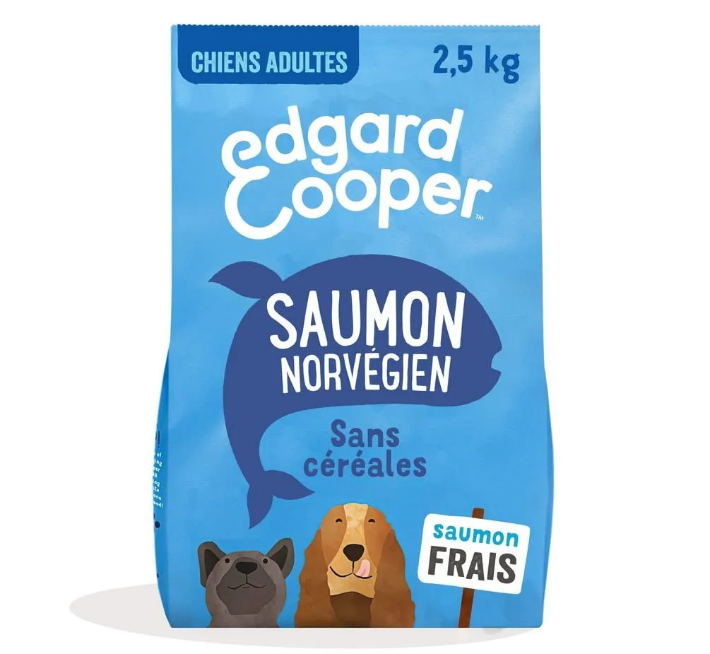 Edgard & Cooper Crocchette per cani adulti senza cereali Cibo naturale equilibrato 2,5 kg Salmone fresco ipoallergenico, proteine di alta qualità, sano, gustoso
