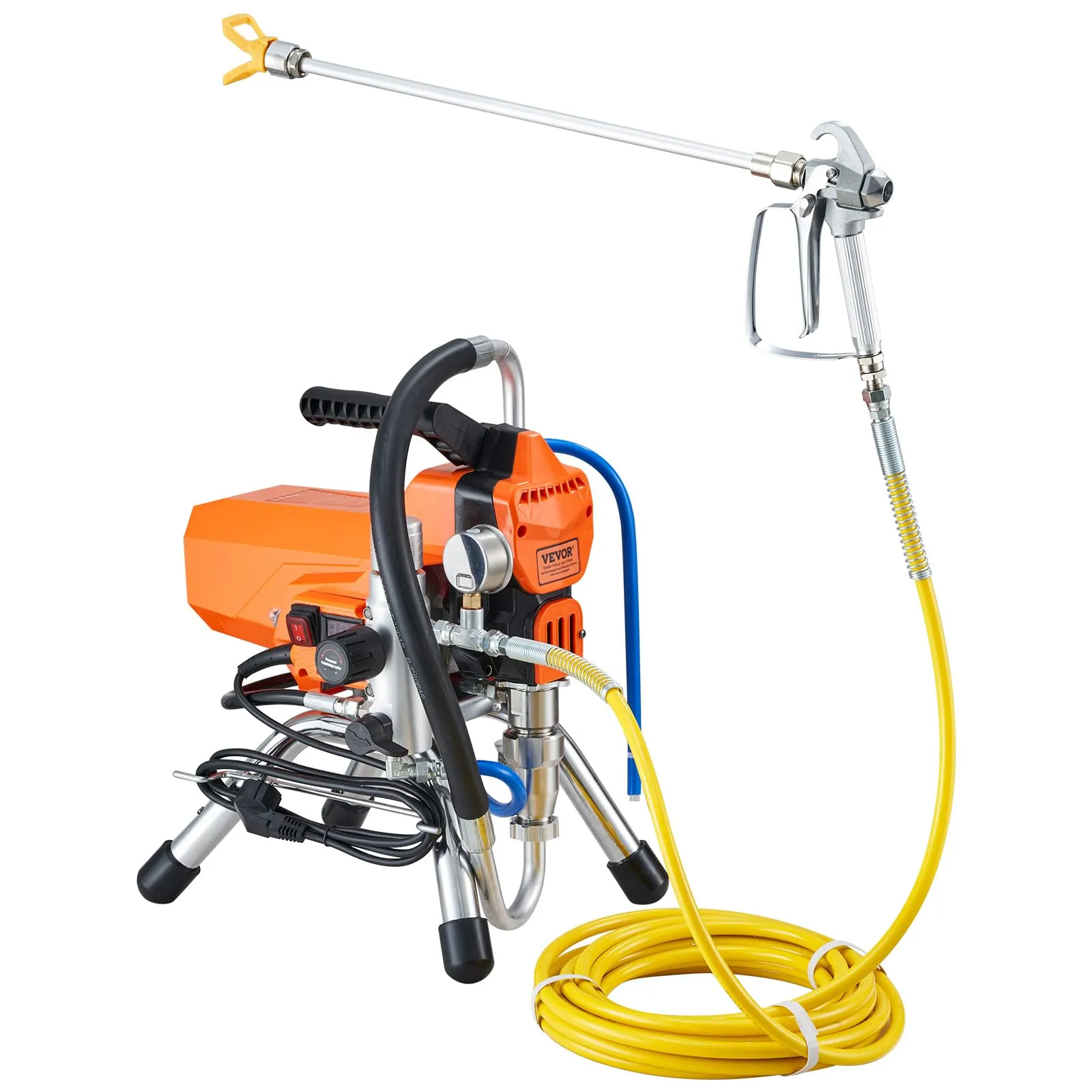 VEVOR Spruzzatore di Vernice 2200 W Macchine per Verniciatura Airless a Spruzzo Airless Elettrica da 2 L/min, Macchina a Spruzzo per Vernice con Tubo da 9 m per Pareti, Mobili, Esterni, Interni