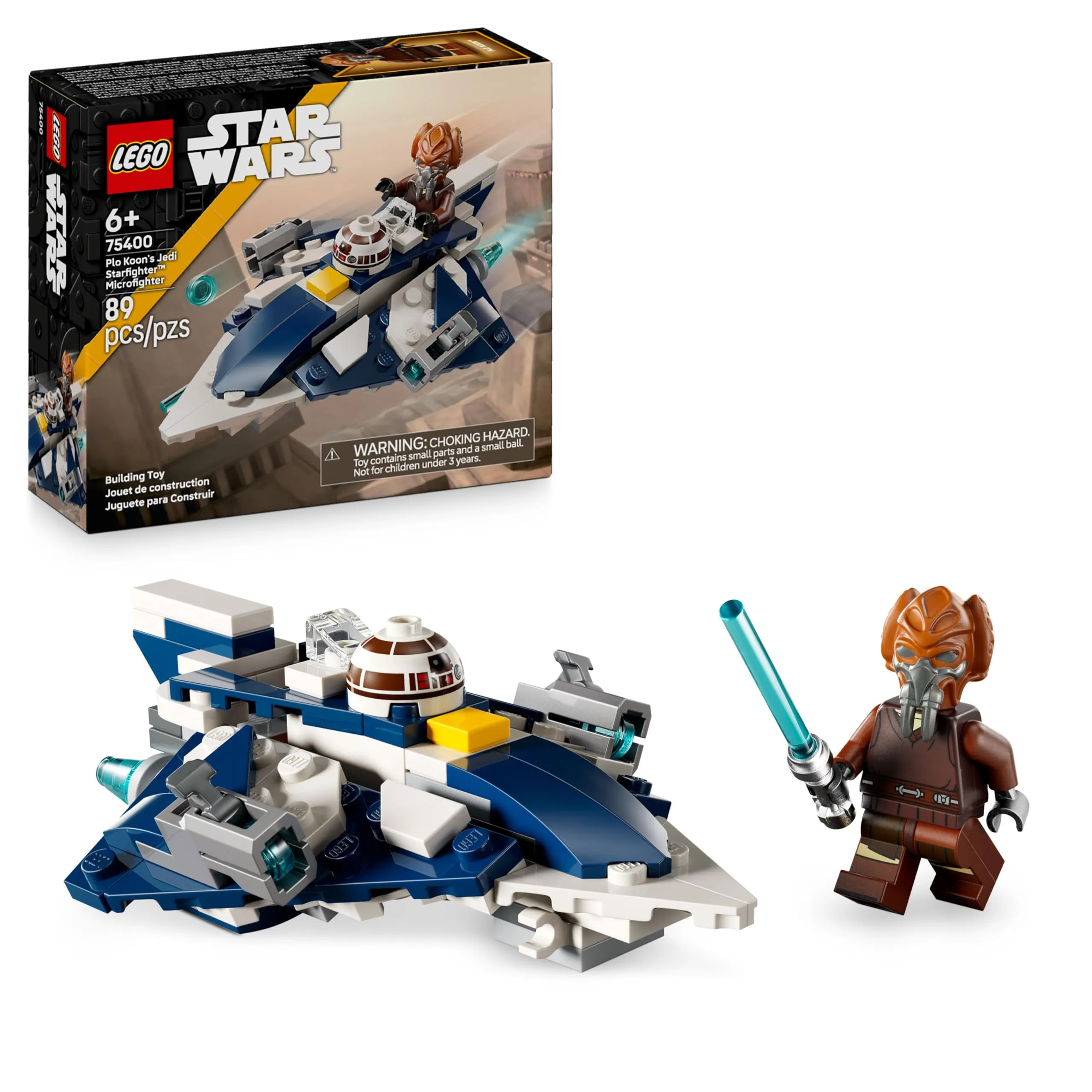 LEGO Star Wars 75400 Microfighter Jedi Starfighter di Plo Koon - Astronave Giocattolo con 2 Shooter - Inclusa una Minifigure con Spada Laser - Regalo per Bambini da 6 Anni e per Fan di The Clone Wars