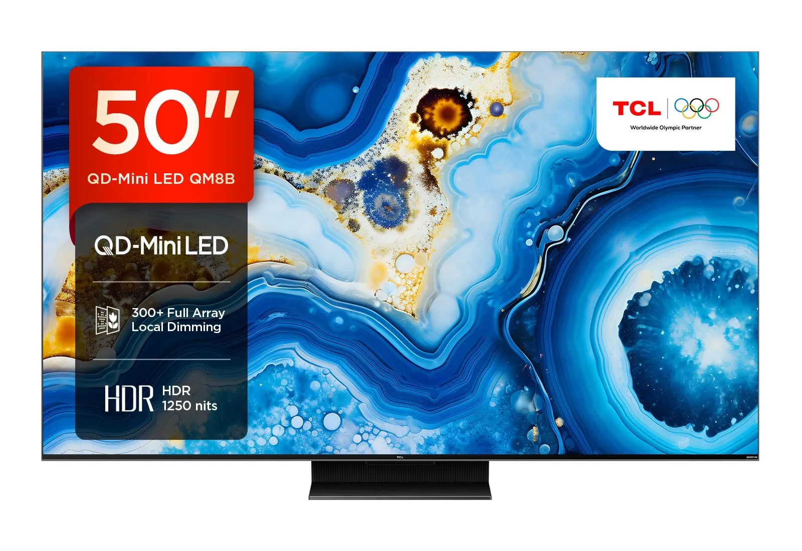 TCL 50QM8B TV Mini LED 50”, Pannello QLED 144Hz, 4K HDR Premium 1300nit, Google TV (Dolby Vision IQ - Atmos, Audio Onkyo, Compatibile con Google Assistant, Alexa, AirPlay2)