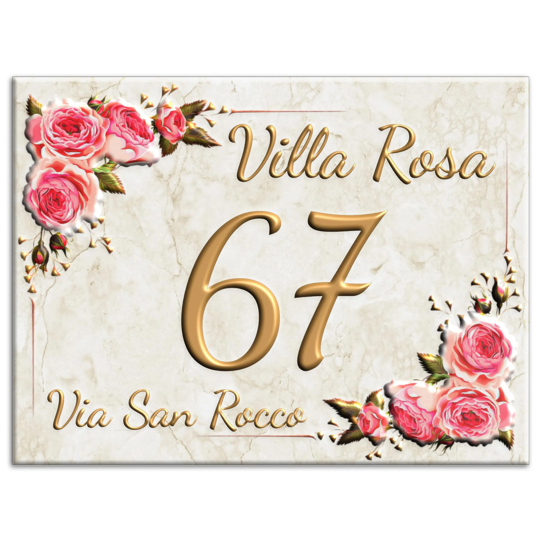 Numero Civico in Ceramica, Targa PERSONALIZZABILE,Numero Civico su Mattonella in Ceramica 15x20cm con Indirizzo e Nome Famiglia Personalizzato,Numeri Civici Moderni.