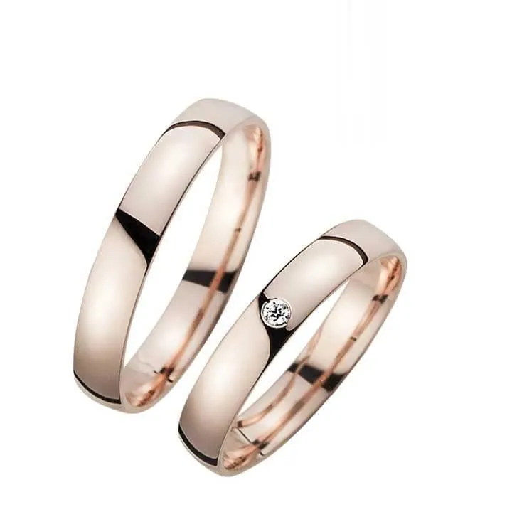 Set di fedi nuziali abbinate per coppia in oro rosa Personalizzate per uomo e donna in argento sterling 925