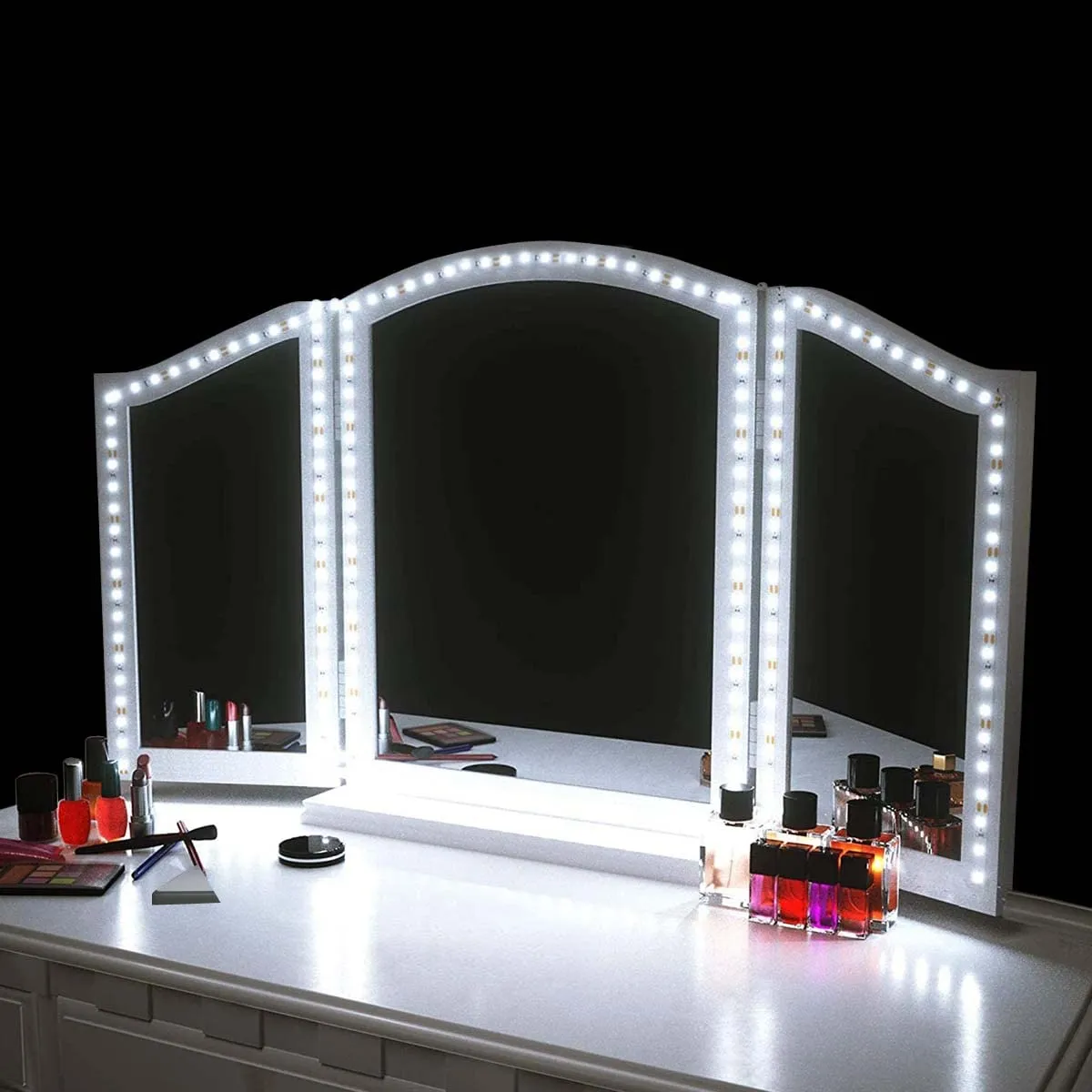 SANSUN Luci LED per specchio da trucco per tavolo da toeletta set vanity, a zigzag, striscia LED flessibile da 4 m, non dimmerabile (specchio non incluso)