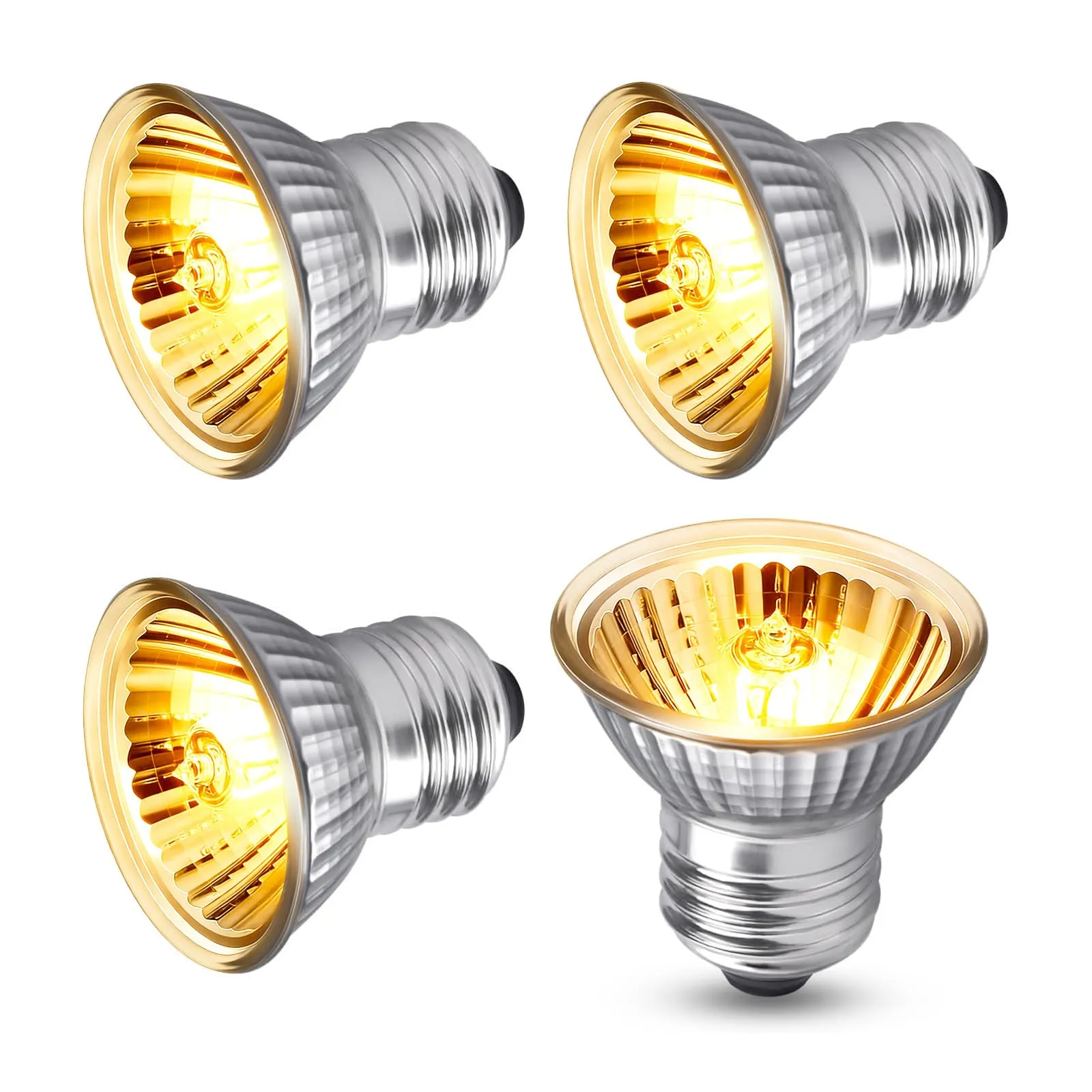 Akynite Lampadina E27 UVA UVB per Tartarughe di Terra, Lampade Riscaldanti E27 50W Dimmerabile Luce Calda 2700K, Luce per Terrario, AC 220V, Lampadina Riscaldante e Basking per Rettili, 4 pezzi
