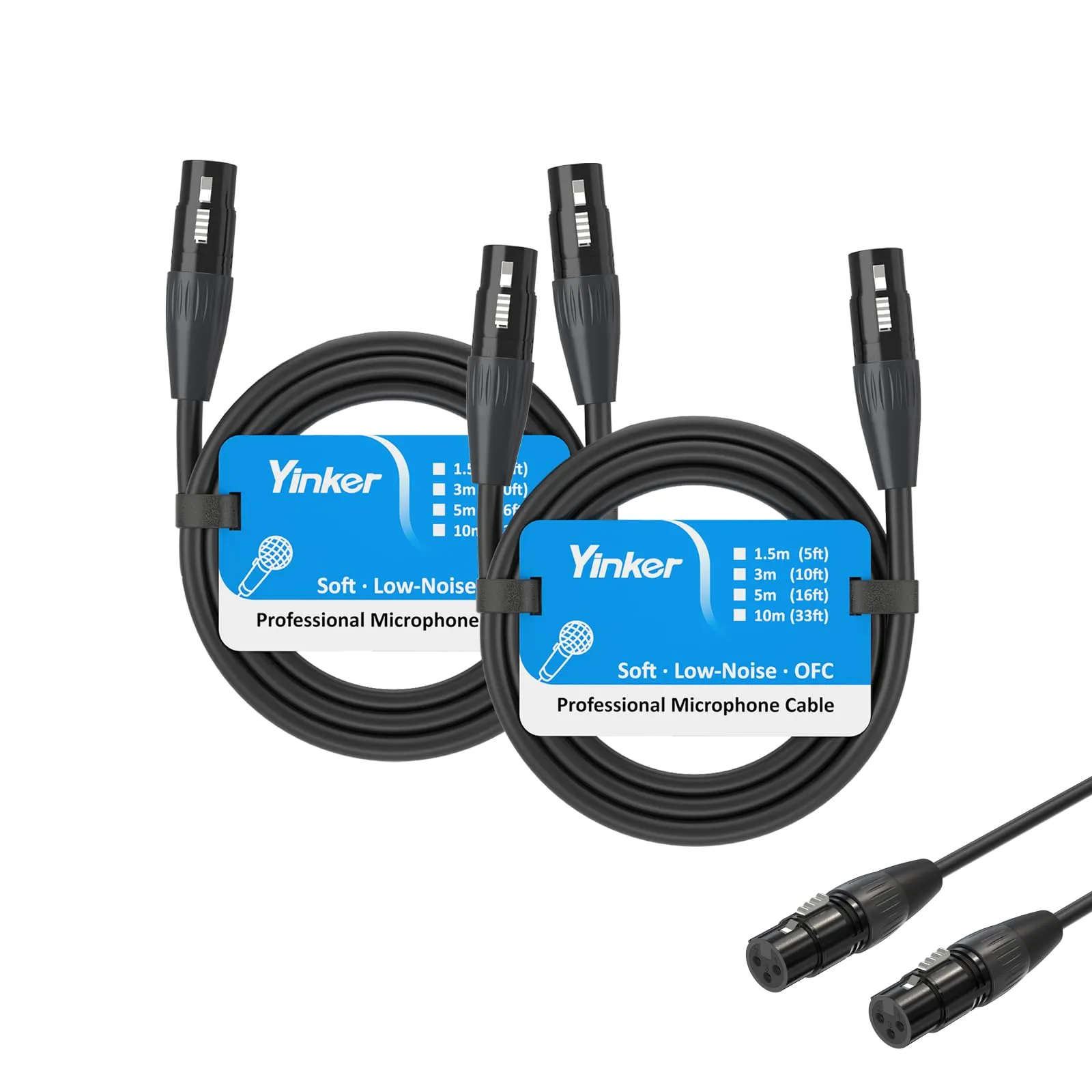 Yinker 2 pezzi cavo XLR Female-Female 1.5m cavo microfono XLR 3 poli femmina-femmina 2 pezzi per apparecchiature audio e sonore 1.5m