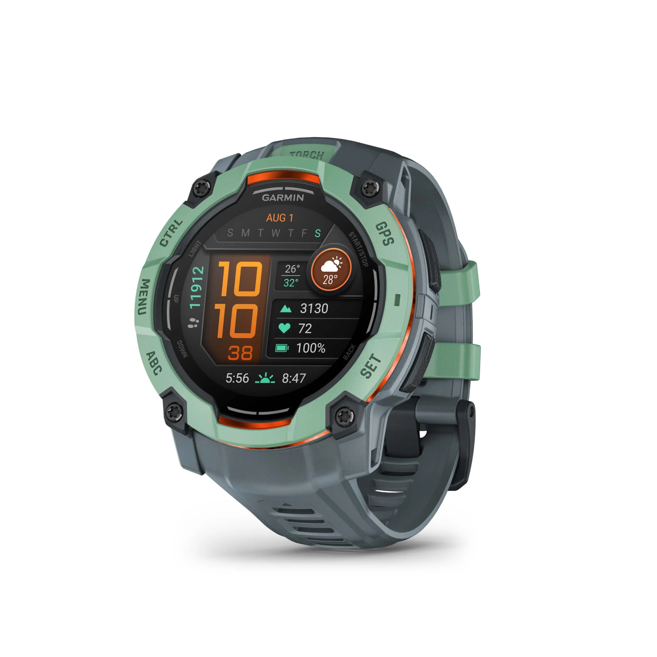 Garmin Instinct 3, Smartwatch, 50mm, Display AMOLED 1,3", Lunetta in metallo, 10ATM, GPS Multi-band, Torcia, 90+ App per lo Sport, Pay, Connect IQ, Autonomia 24 giorni (Neo Tropic & Twilight)