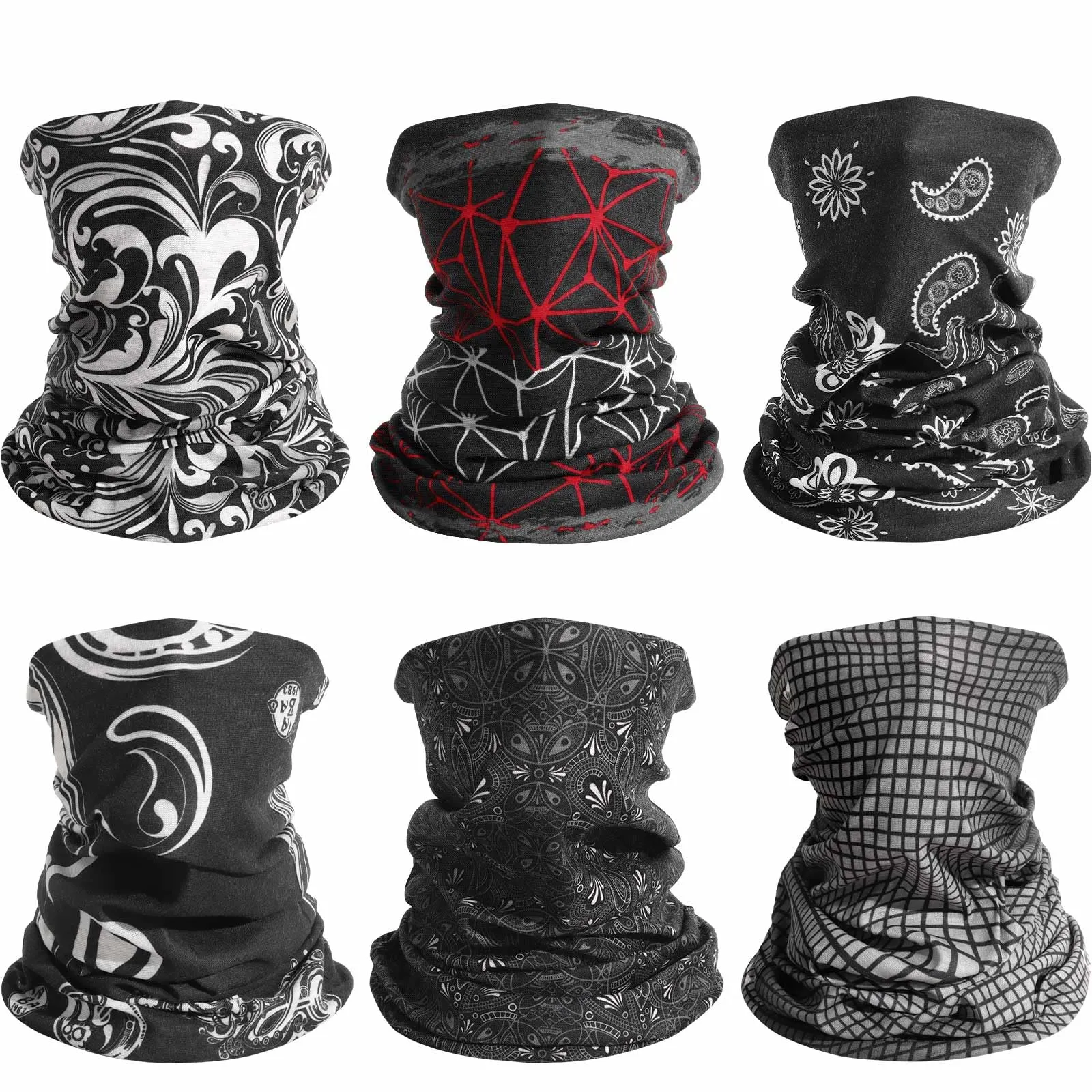 AWUMBUK 6 Pezzi Scaldacollo Donna & Uomo, Copricollo Leggero Scalda Collo Invernale Elastico Scaldacollo Moto Ciclismo Bandana per Bici Running