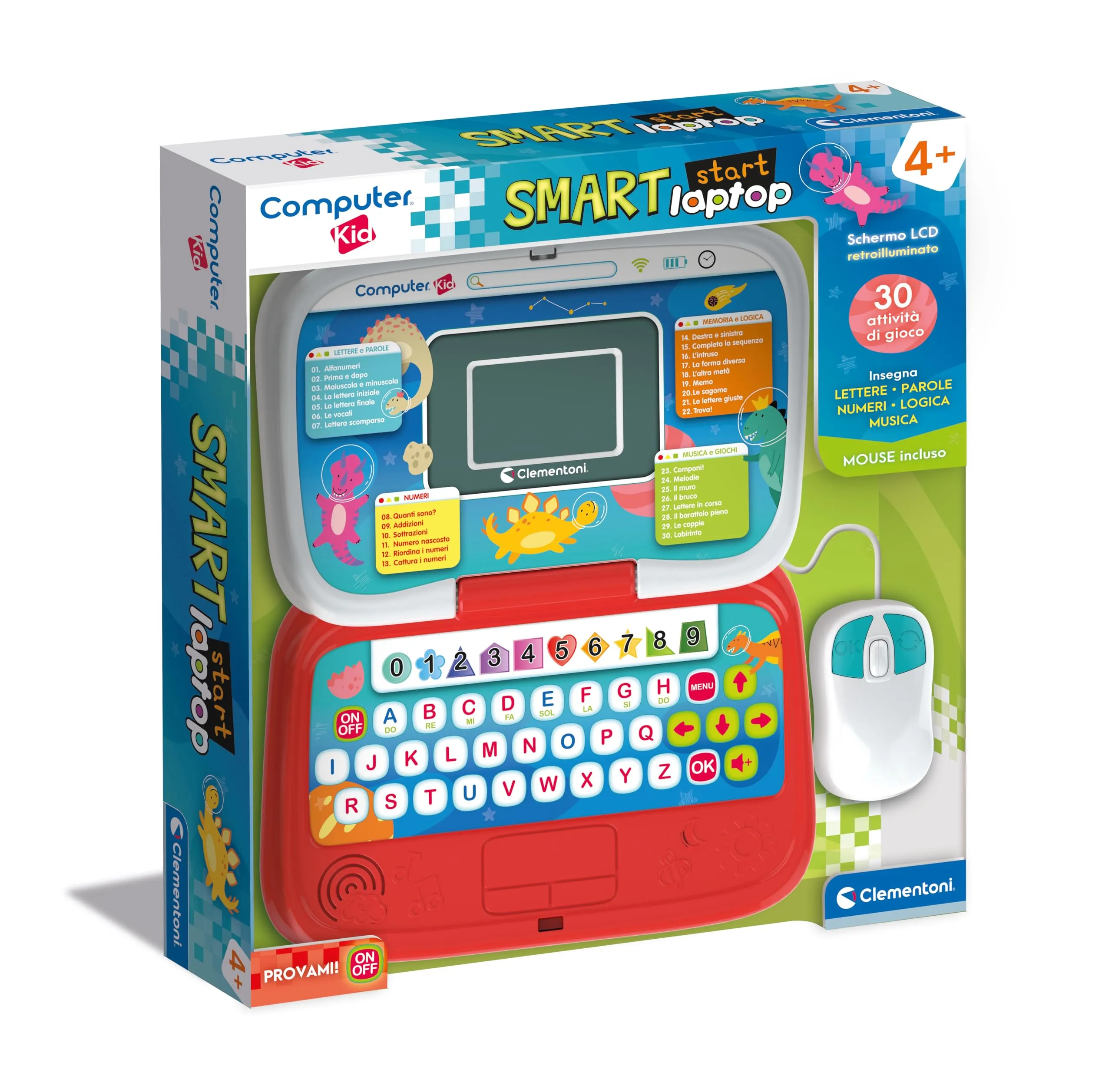 Clementoni Smart Start Laptop - Gioco Educativo 4 Anni, Computer Kid, Regalo Elettronico Parlante Italiano, Computer Bambini, Laptop per Imparare Lettere, Numeri, Nuove Parole, Tecnologia Bimbi, 16482