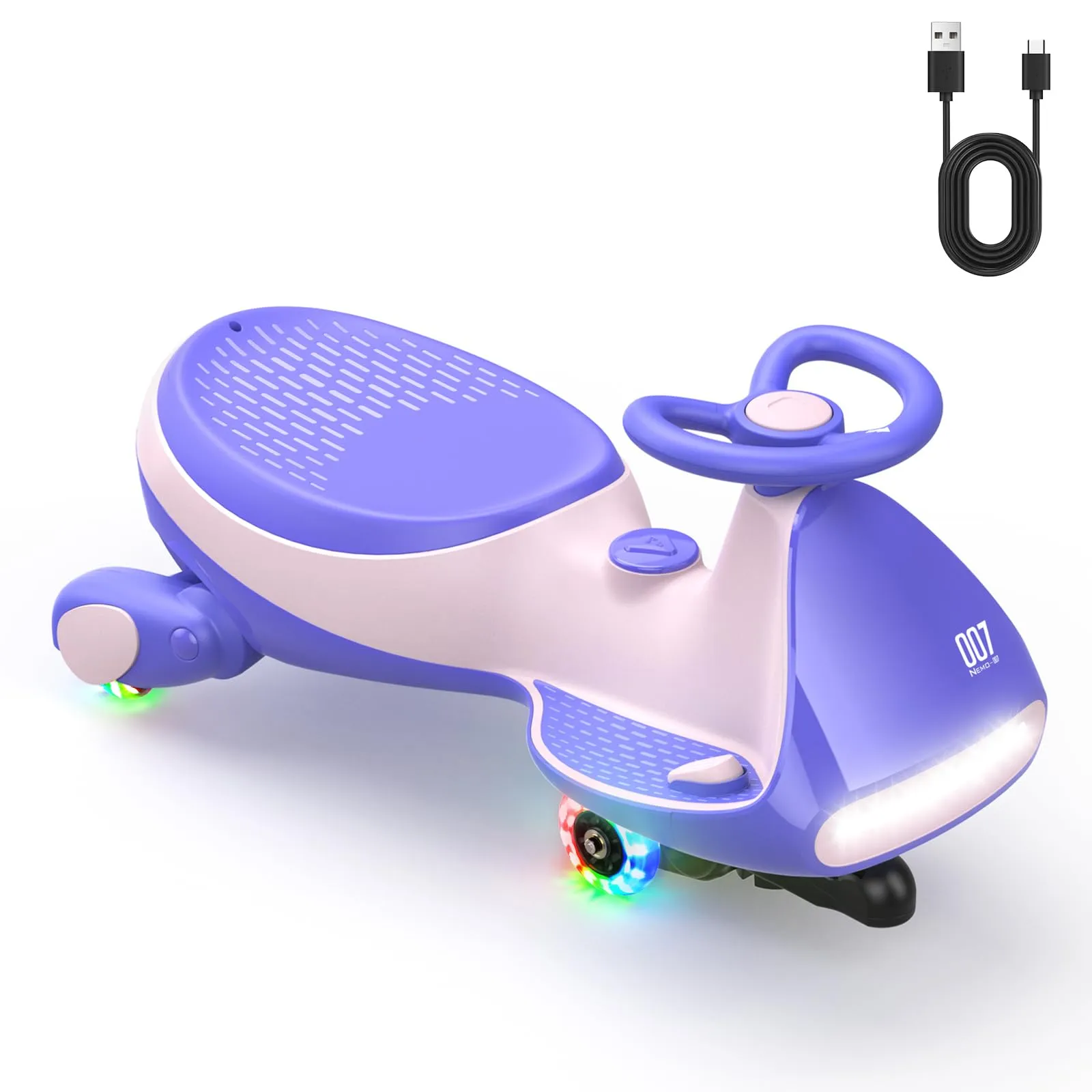 FanttikRide N7 Pro 12V Macchina Elettrica per Bambini 2 in 1 con Sterzo 360° - Auto Elettrica con Ricarica Type-C, 2 Velocità, Luci LED, Bluetooth e Antiribaltamento, Giocattolo 3-8 Anni, Rosa.