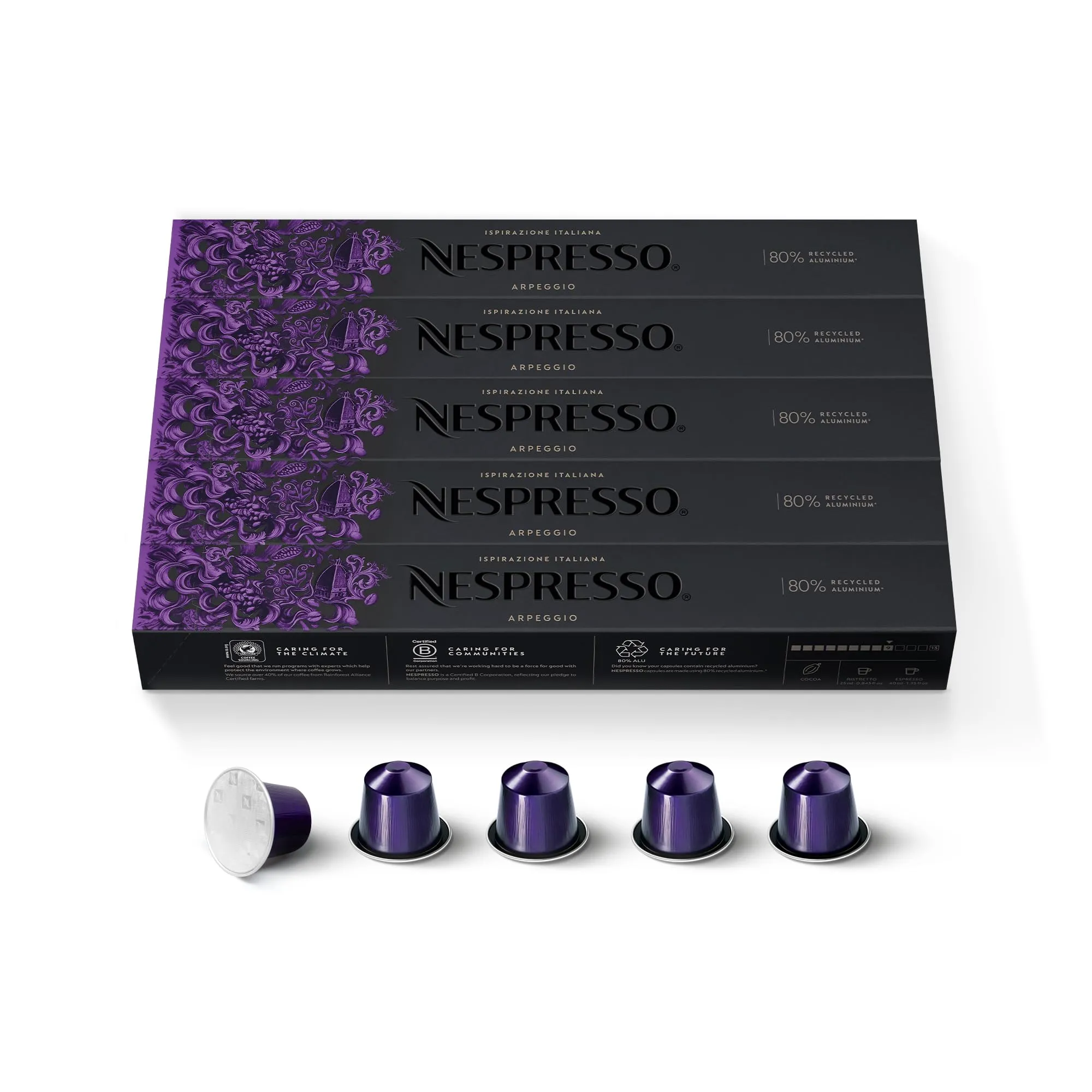 CAPSULE NESPRESSO ORIGINALI - Ispirazione Arpeggio, 50 Capsule Nespresso Caffè​, Intensità 9 su 13, Linea Original, Capsule Riciclabili Nespresso